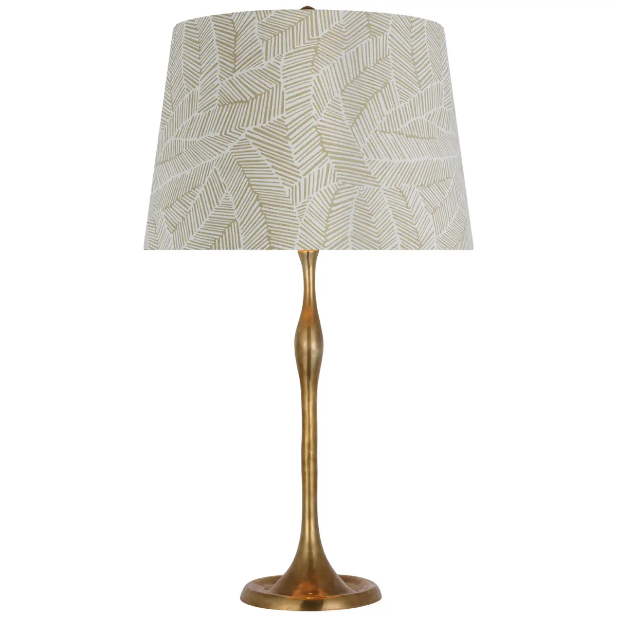 Romero Table Lamp, Antique Brass_ ABSTRACT LEAF IN TAUPE
