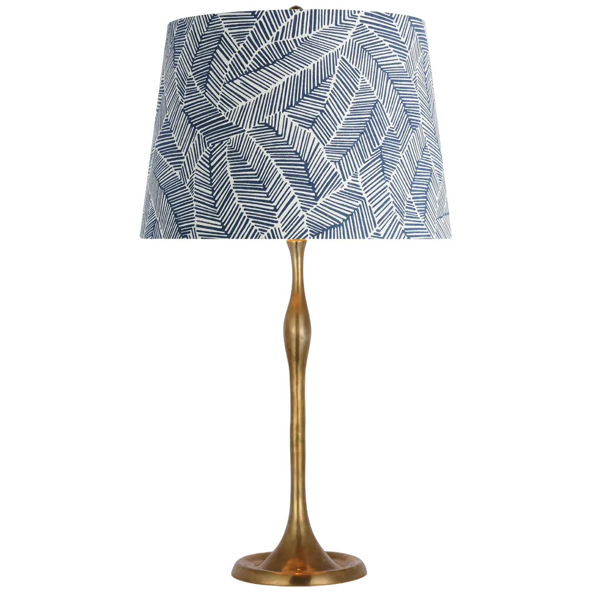 Romero Table Lamp, Antique Brass_ ABSTRACT LEAF IN NAVY