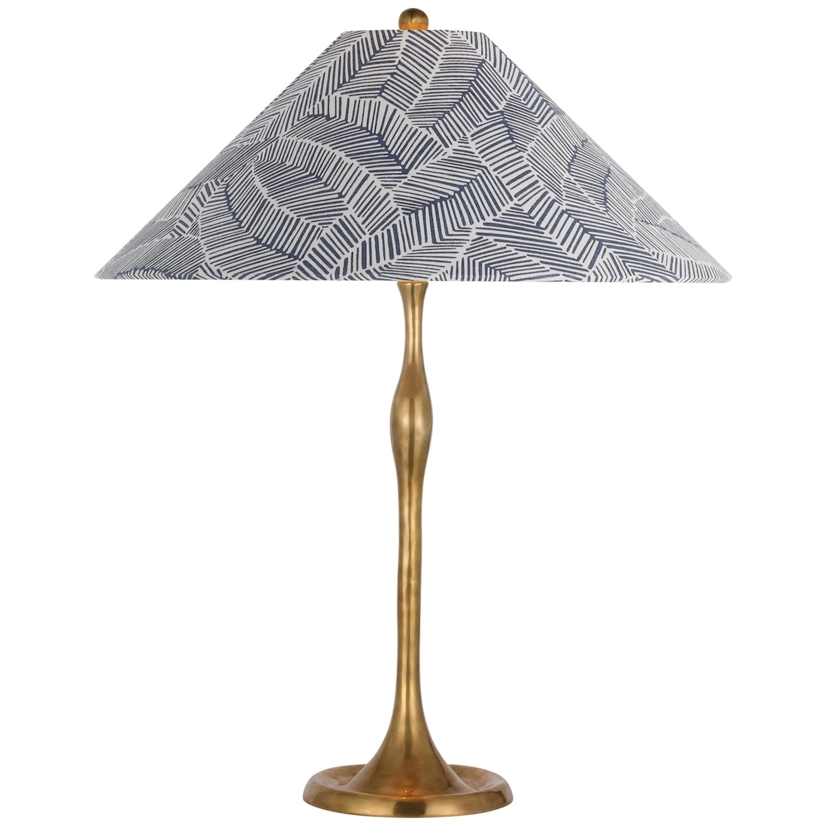 Romero Table Lamp, Antique Brass_ ABSTRACT LEAF IN NAVY