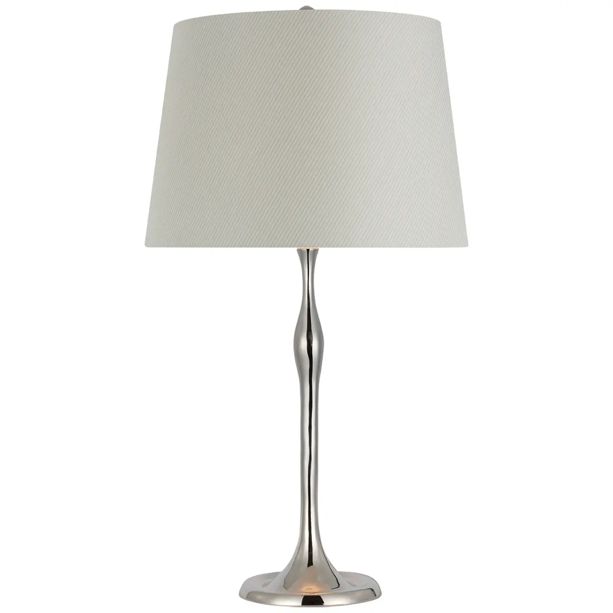 Romero Table Lamp, Polished Nickel_ CHAREE SILK STRIPE, LIGHT BLUE