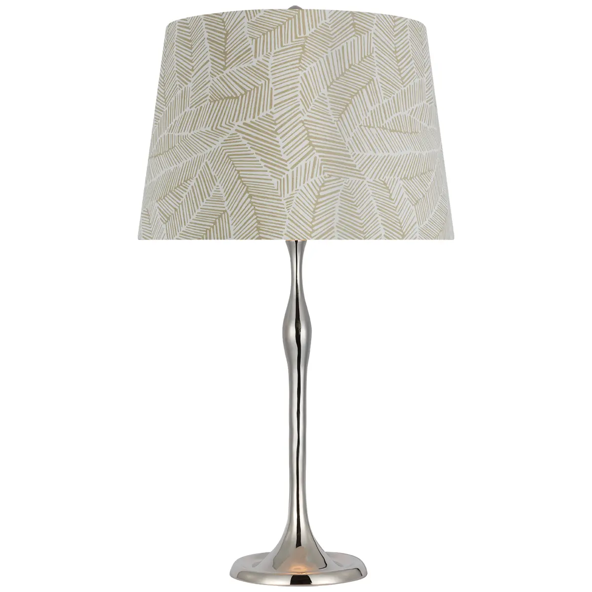 Romero Table Lamp, Polished Nickel_ ABSTRACT LEAF IN TAUPE