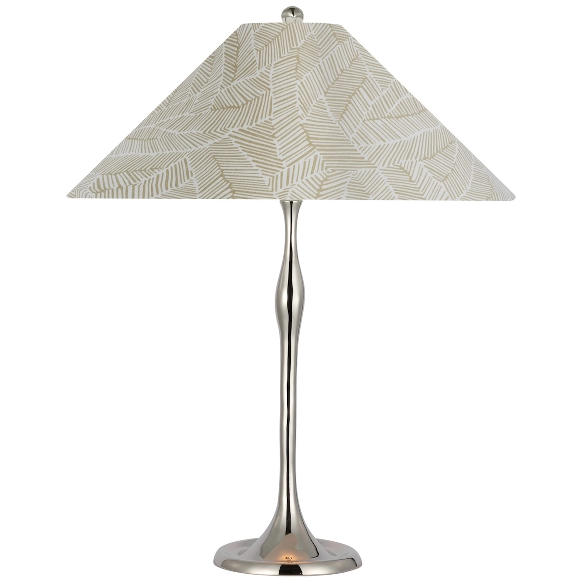 Romero Table Lamp, Polished Nickel_ ABSTRACT LEAF IN TAUPE