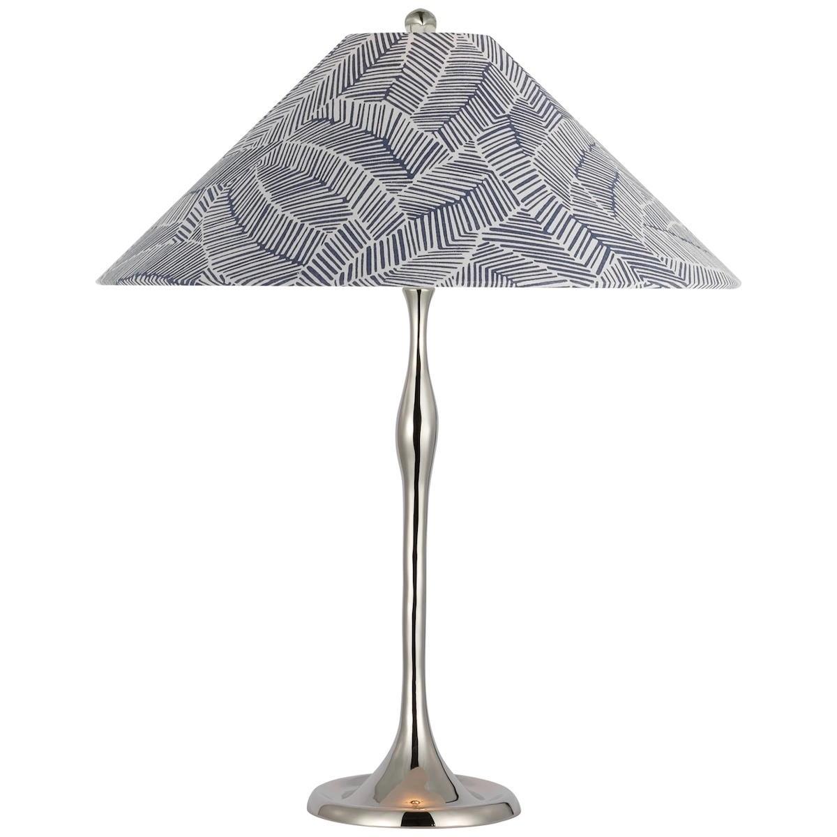 Romero Table Lamp, Polished Nickel_ ABSTRACT LEAF IN NAVY