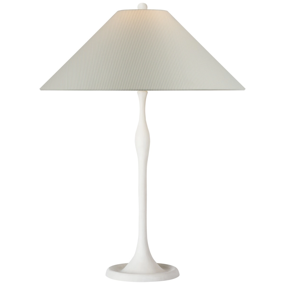 Romero Table Lamp, Plaster White_ CHAREE SILK STRIPE, LIGHT BLUE