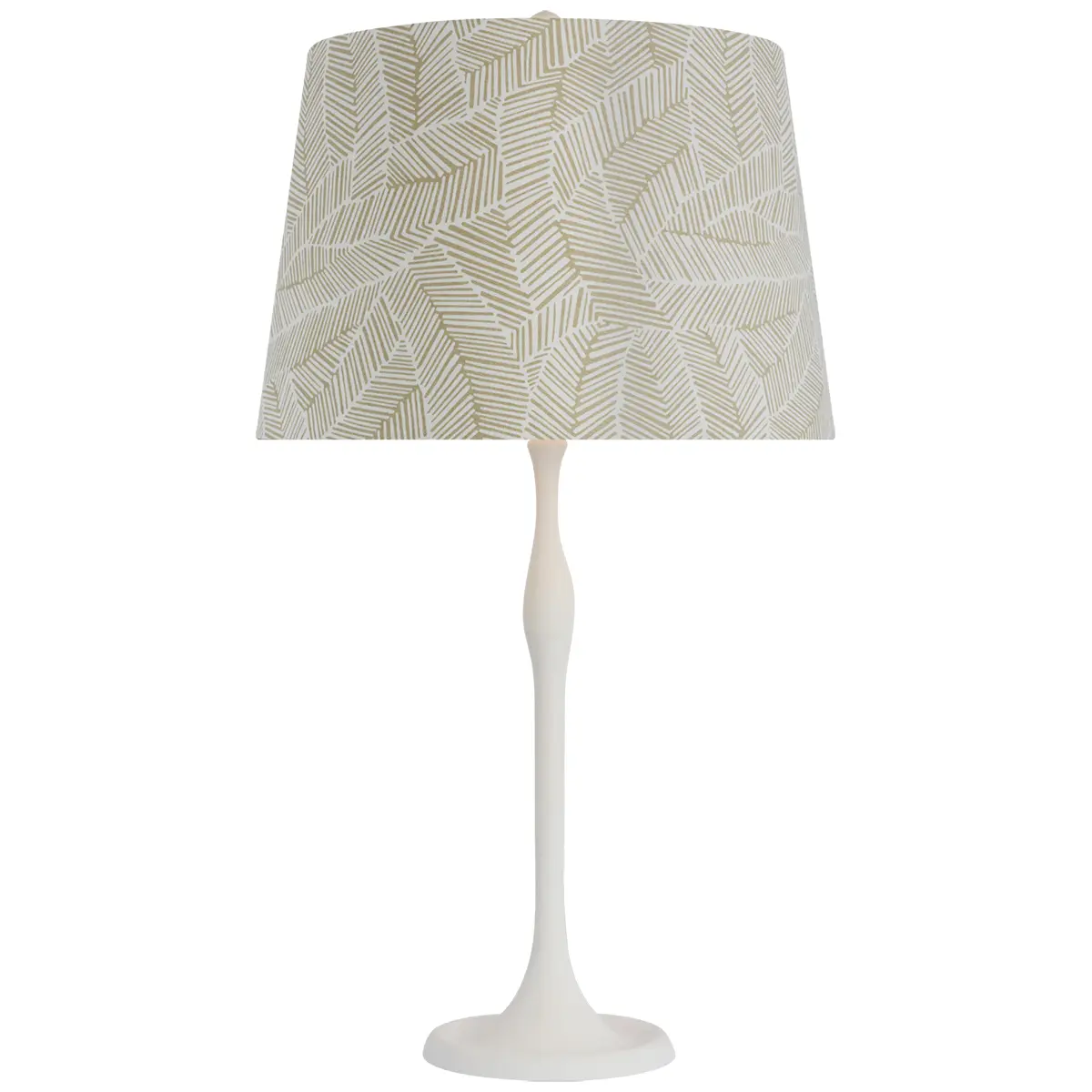 Romero Table Lamp, Plaster White_ ABSTRACT LEAF IN TAUPE