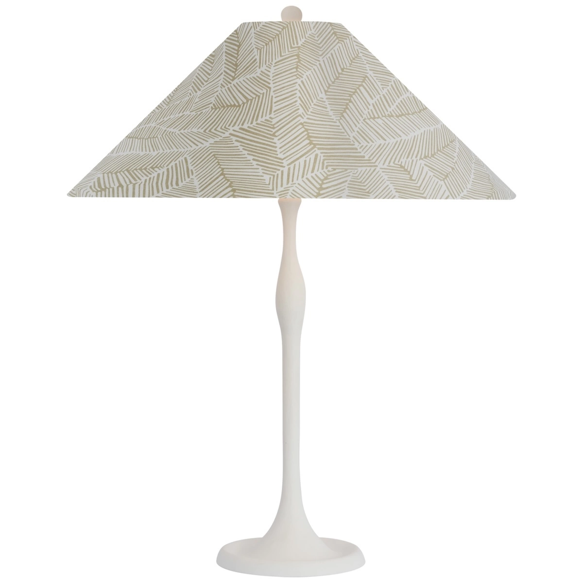 Romero Table Lamp, Plaster White_ ABSTRACT LEAF IN TAUPE
