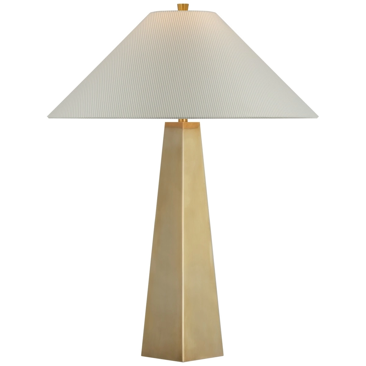 Zoran Table Lamp, Antique Brass_ CHAREE SILK STRIPE, LIGHT BLUE