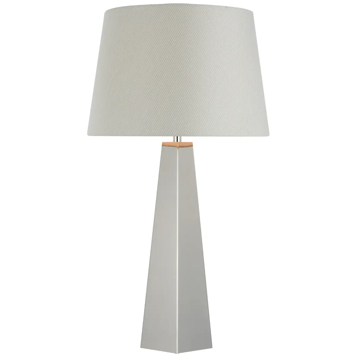 Zoran Table Lamp, Polished Nickel_ CHAREE SILK STRIPE, LIGHT BLUE