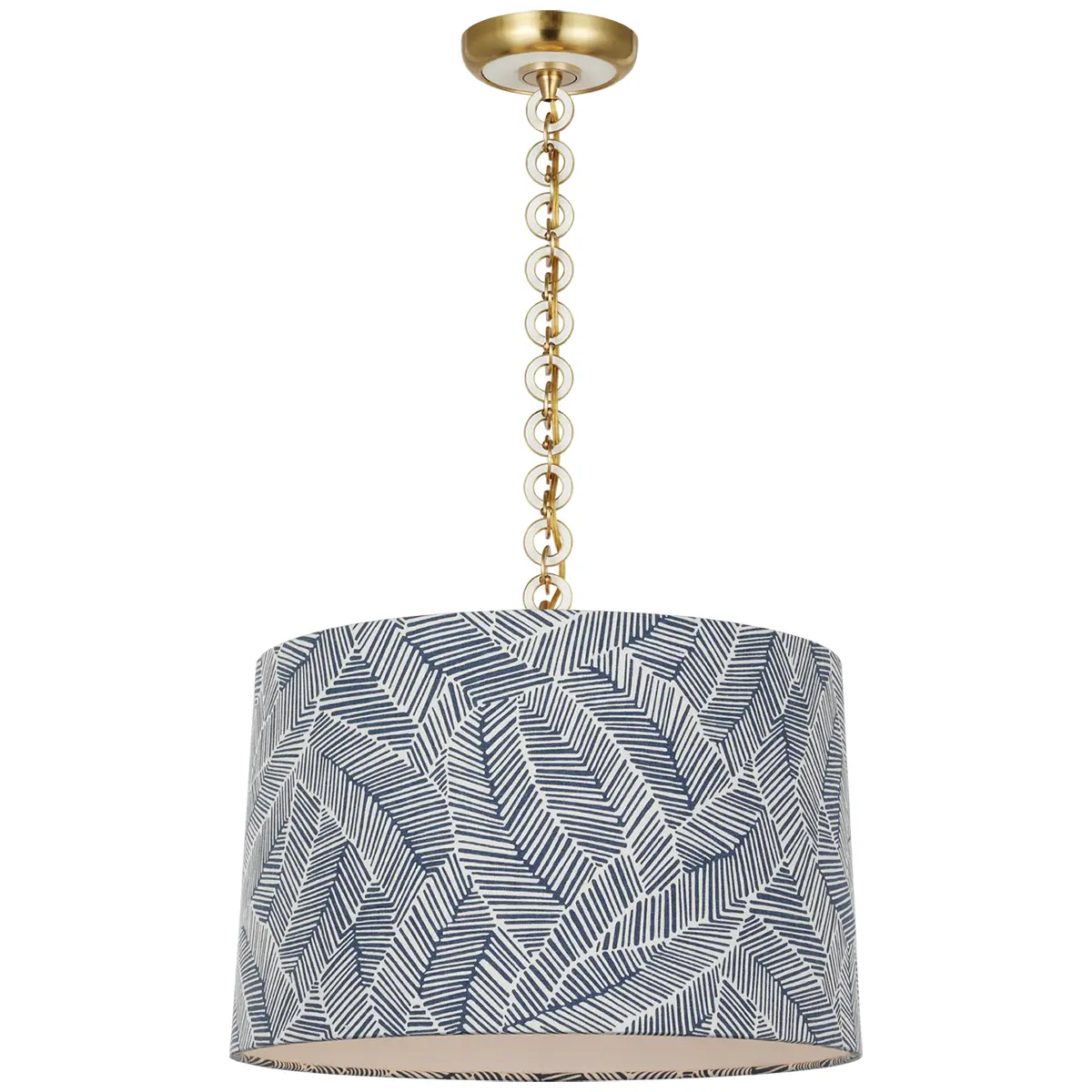 Evelyn Hanging Shade, Abstract Leaf_ BRASS & WHITE OAK (NAVY)