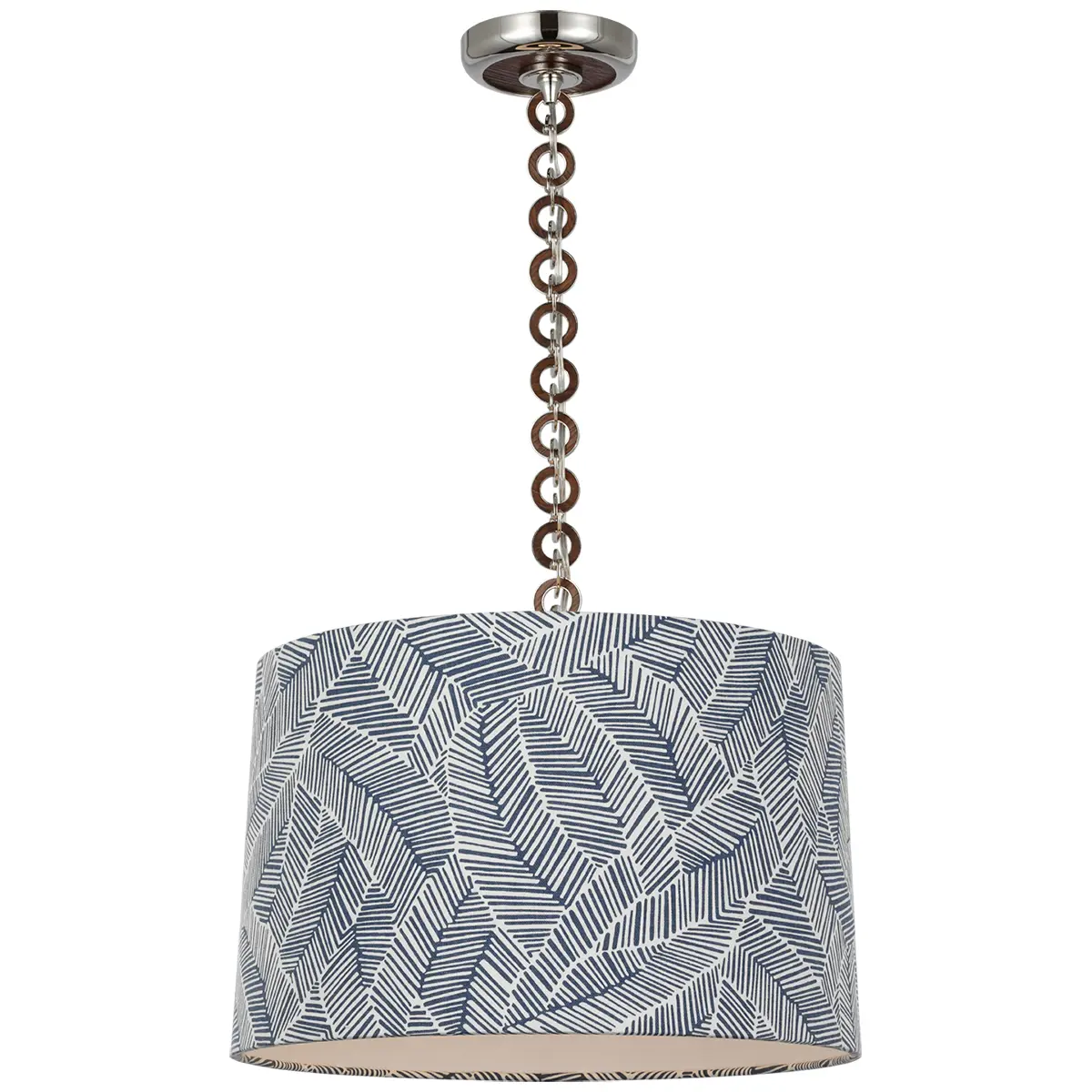 Evelyn Hanging Shade, Abstract Leaf_ NICKEL & NATURAL OAK (NAVY)