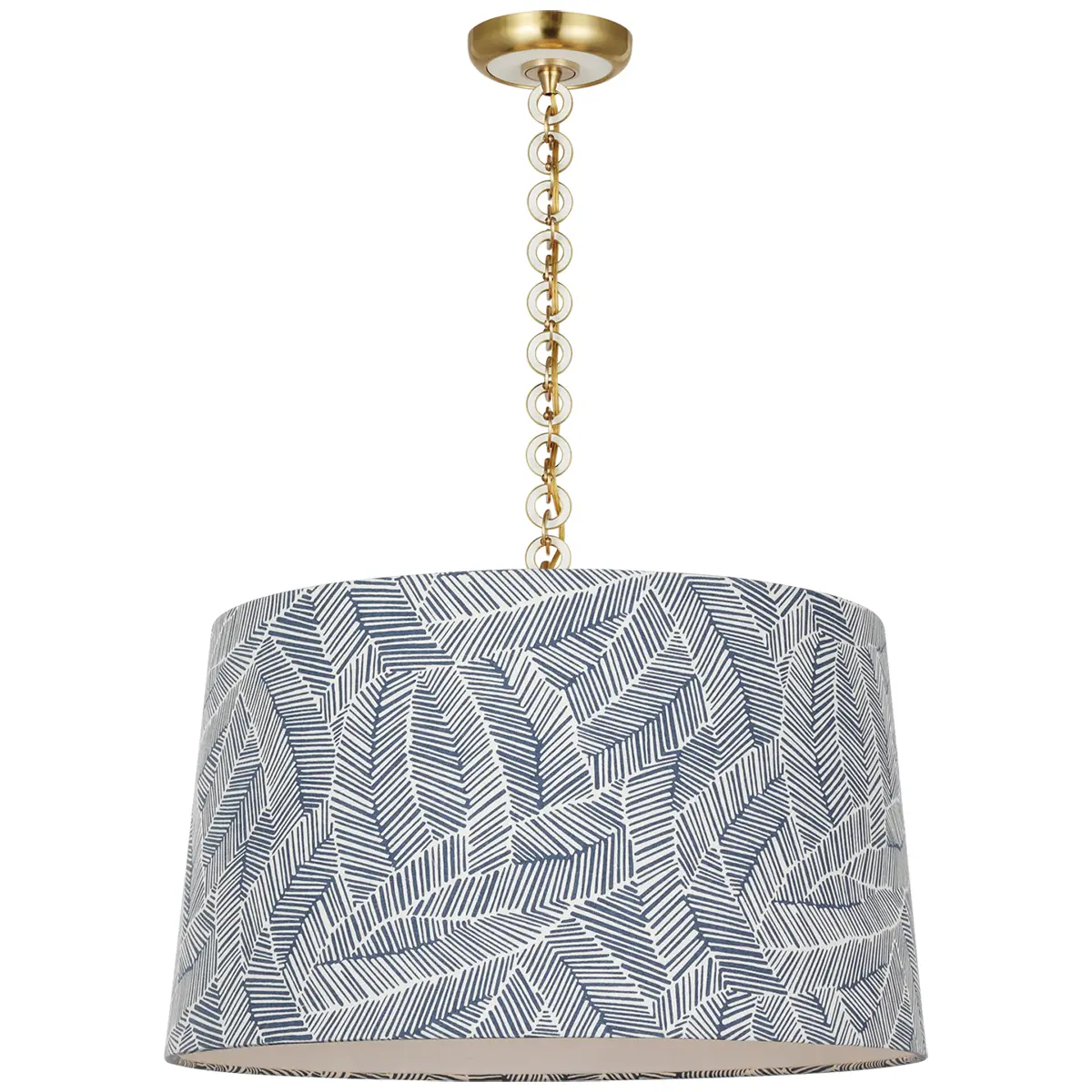 Evelyn Hanging Shade, Abstract Leaf_ BRASS & WHITE OAK (NAVY)