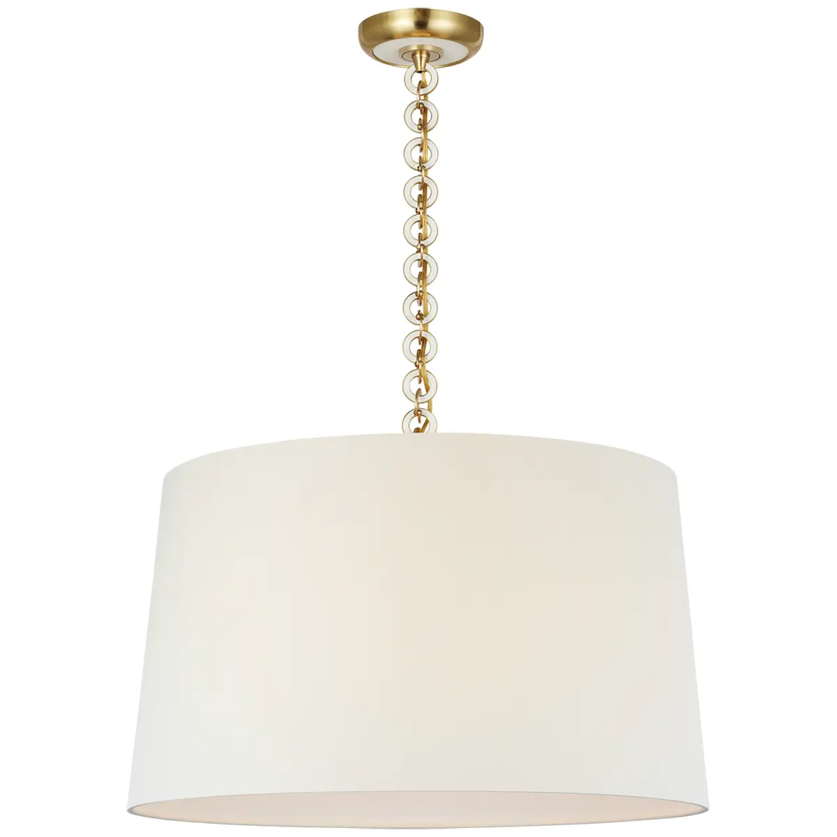 Evelyn Hanging Shade, Linen_ ANTIQUE BRASS & WHITE OAK