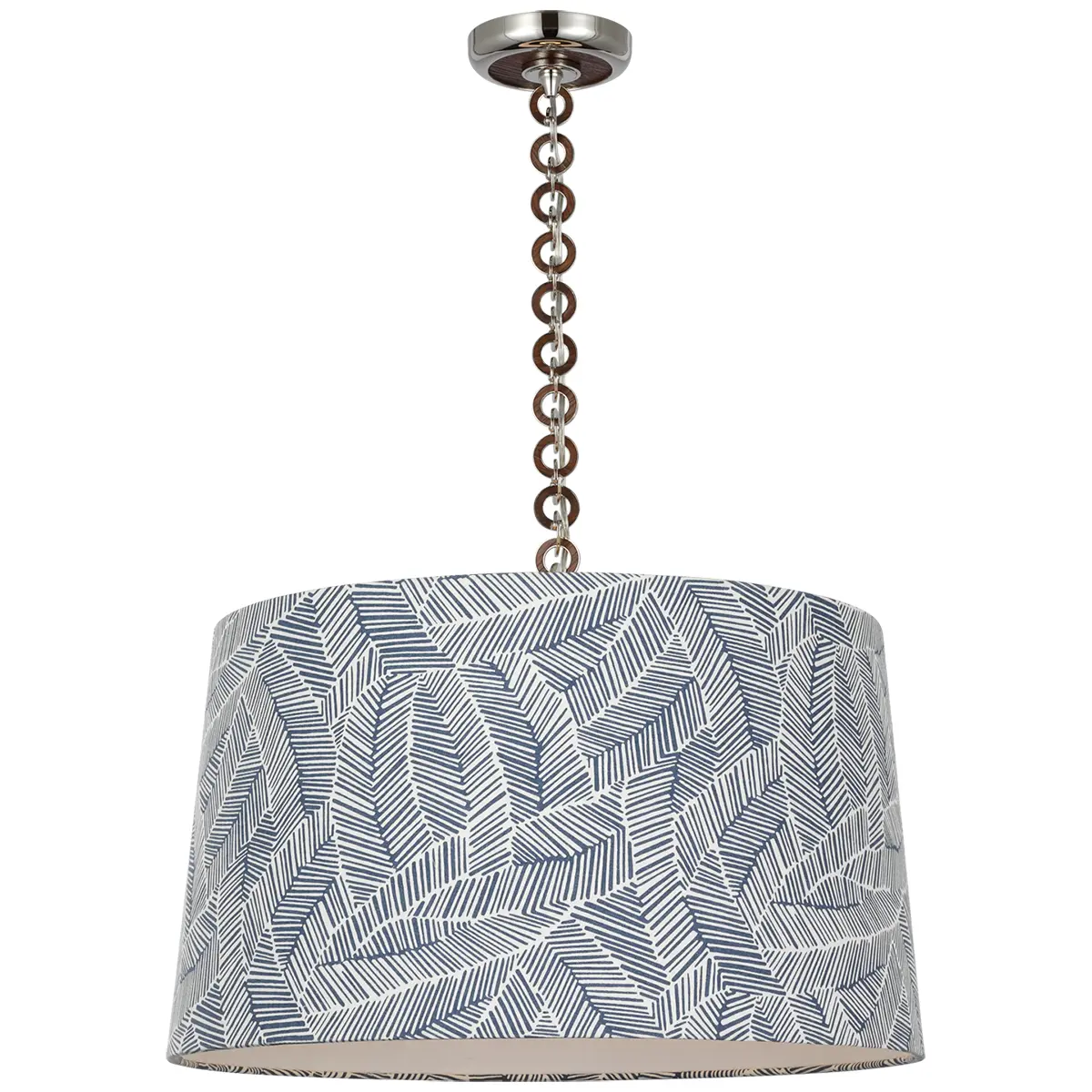 Evelyn Hanging Shade, Abstract Leaf_ NICKEL & NATURAL OAK (NAVY)