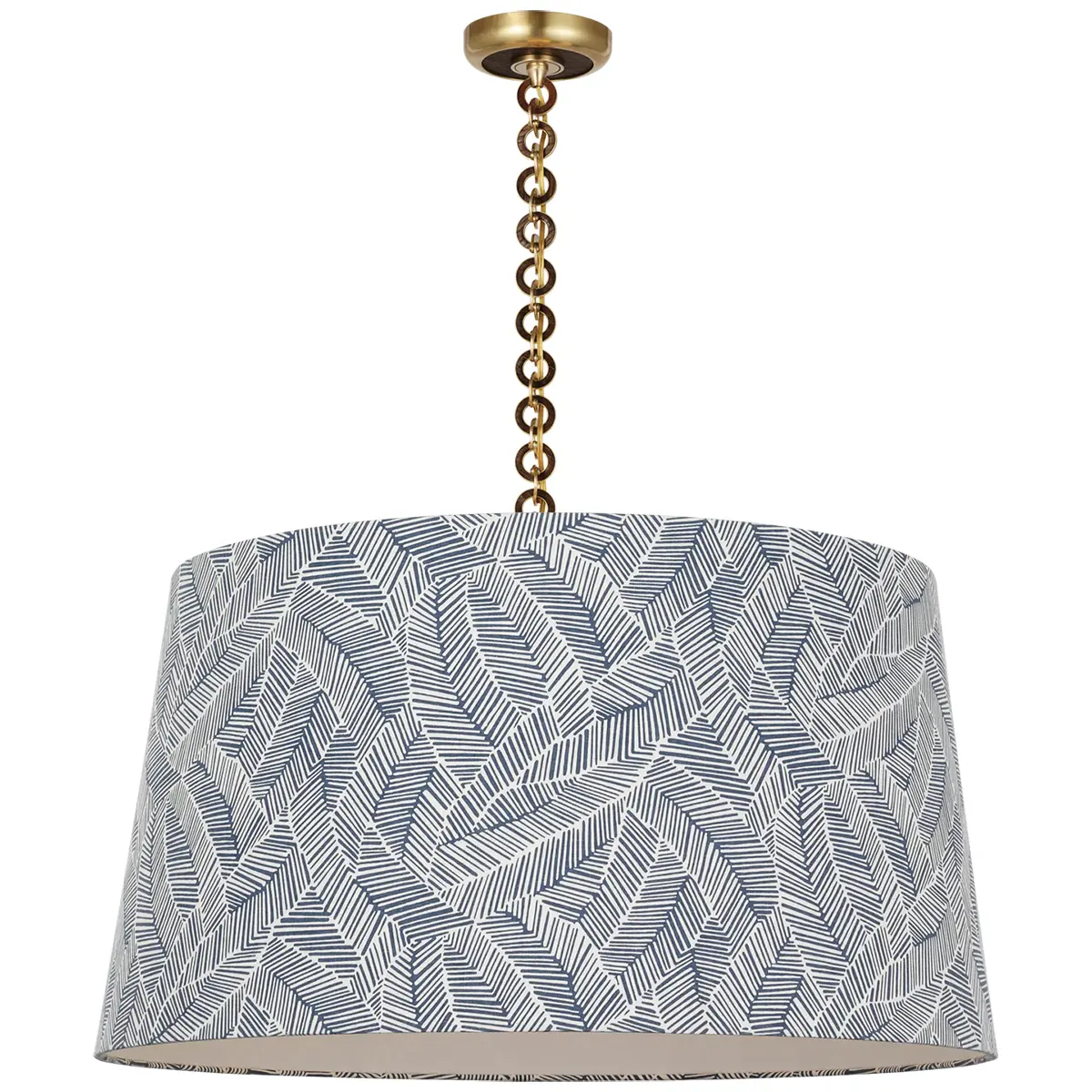 Evelyn Hanging Shade, Abstract Leaf_ BRASS & NATURAL OAK (NAVY)