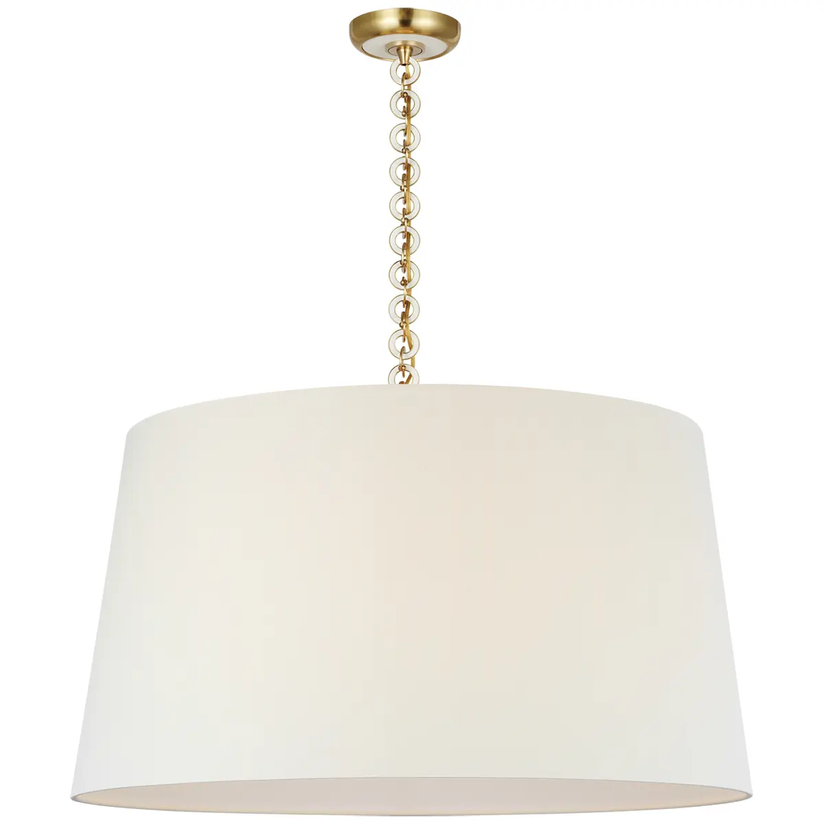 Evelyn Hanging Shade, Linen_ ANTIQUE BRASS & WHITE OAK