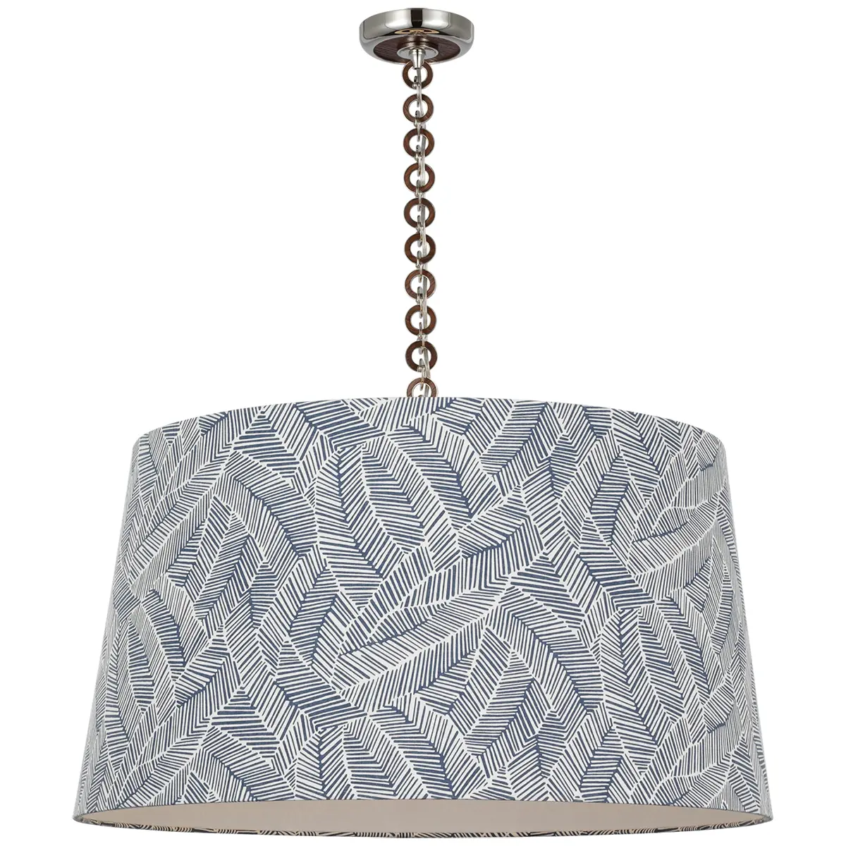 Evelyn Hanging Shade, Abstract Leaf_ NICKEL & NATURAL OAK (NAVY)