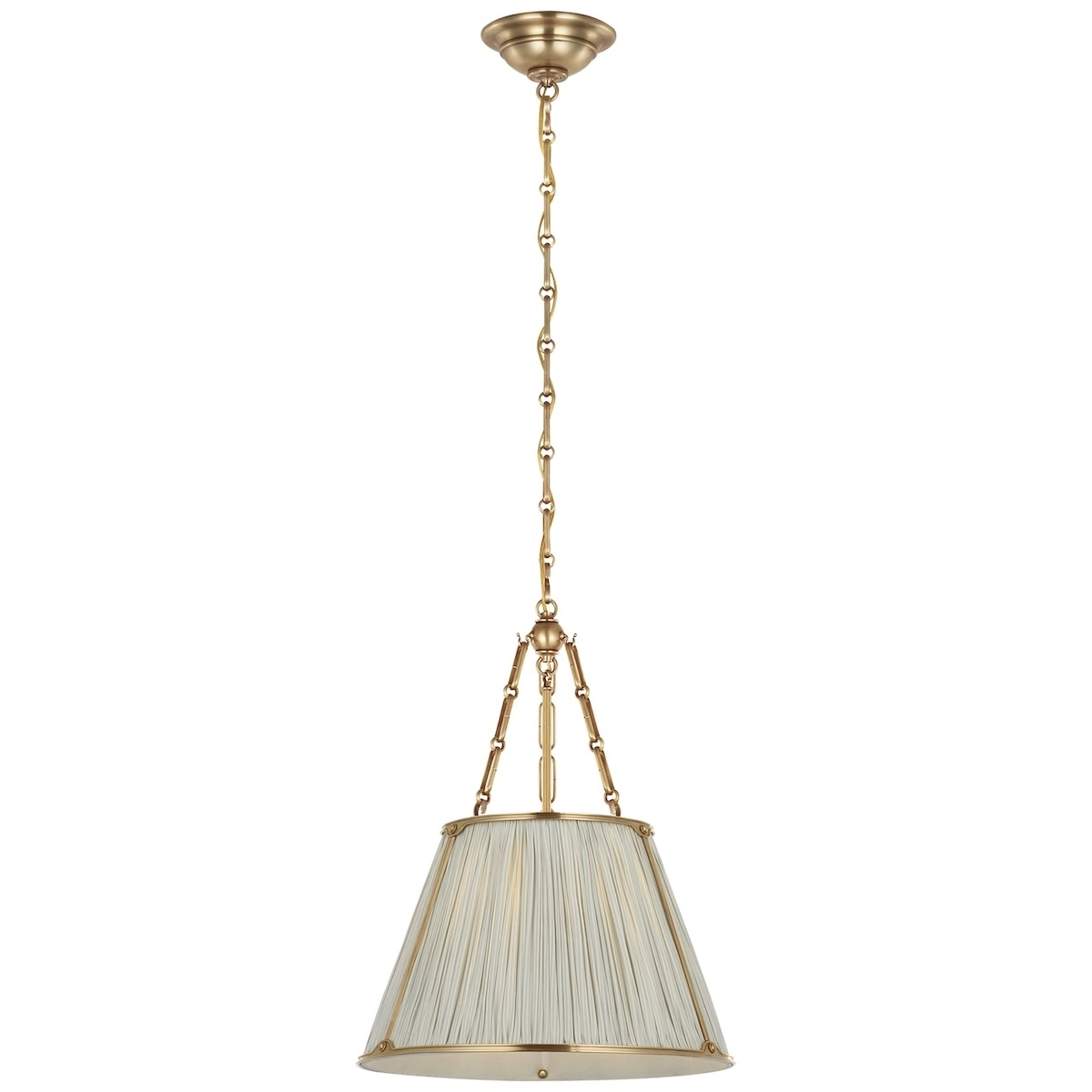 Allister Hanging Shade, Brass_ CHAREE SILK STRIPE, LIGHT BLUE