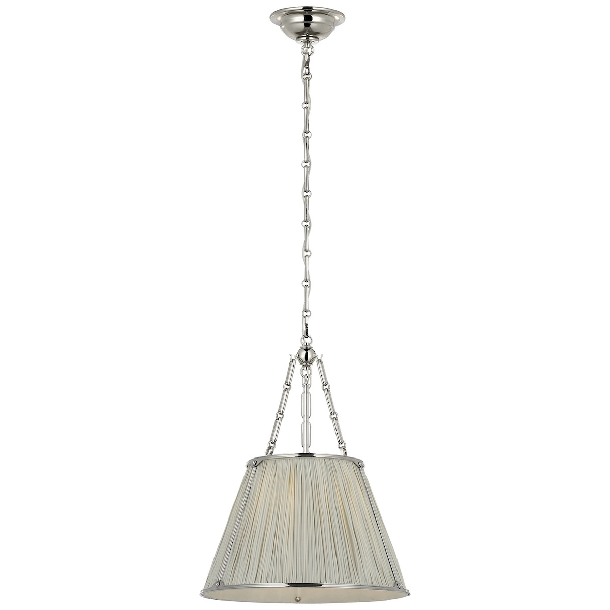 Allister Hanging Shade, Nickel_ CHAREE SILK STRIPE, LIGHT BLUE