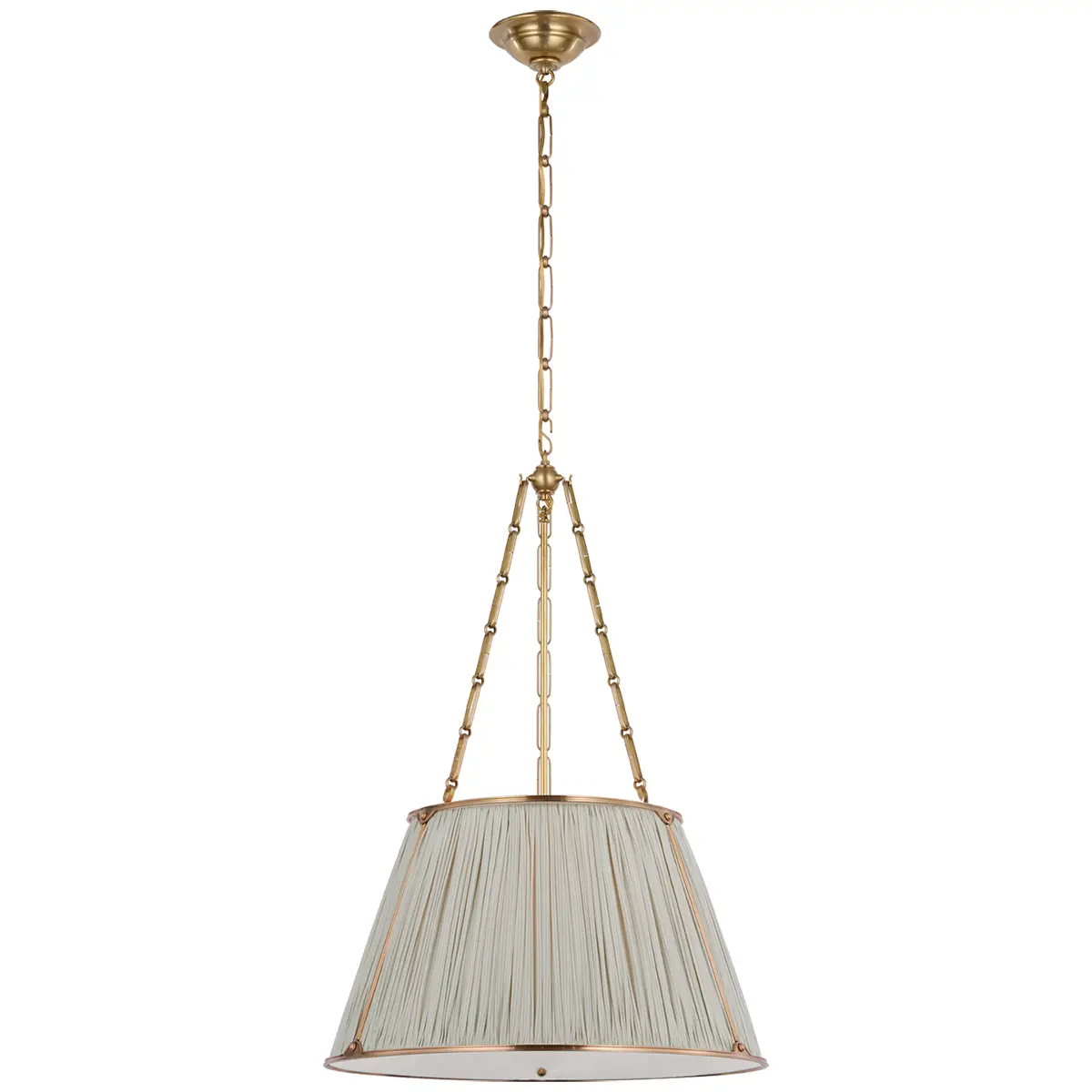 Allister Hanging Shade, Brass_ CHAREE SILK STRIPE, LIGHT BLUE