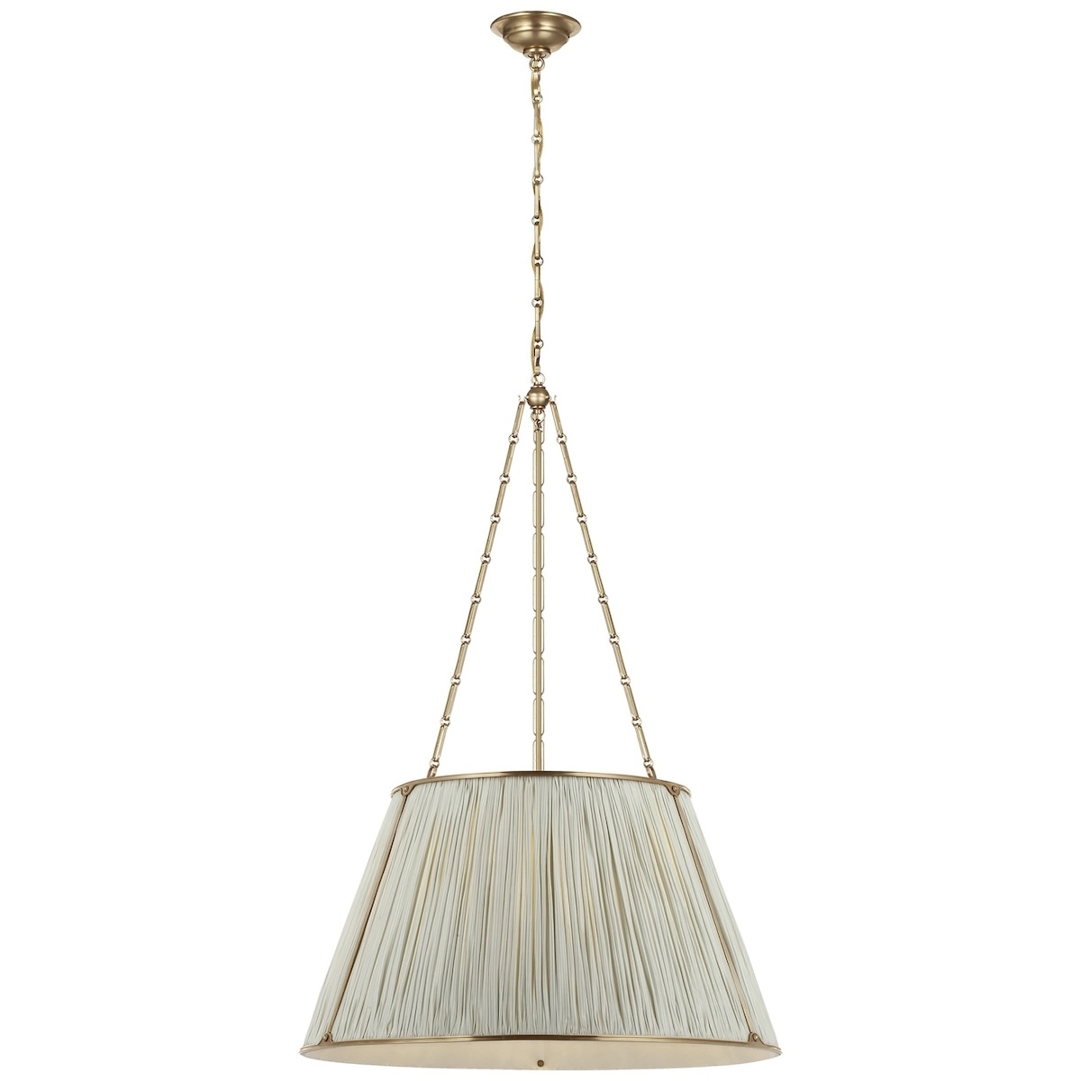 Allister Hanging Shade, Brass_ CHAREE SILK STRIPE, LIGHT BLUE