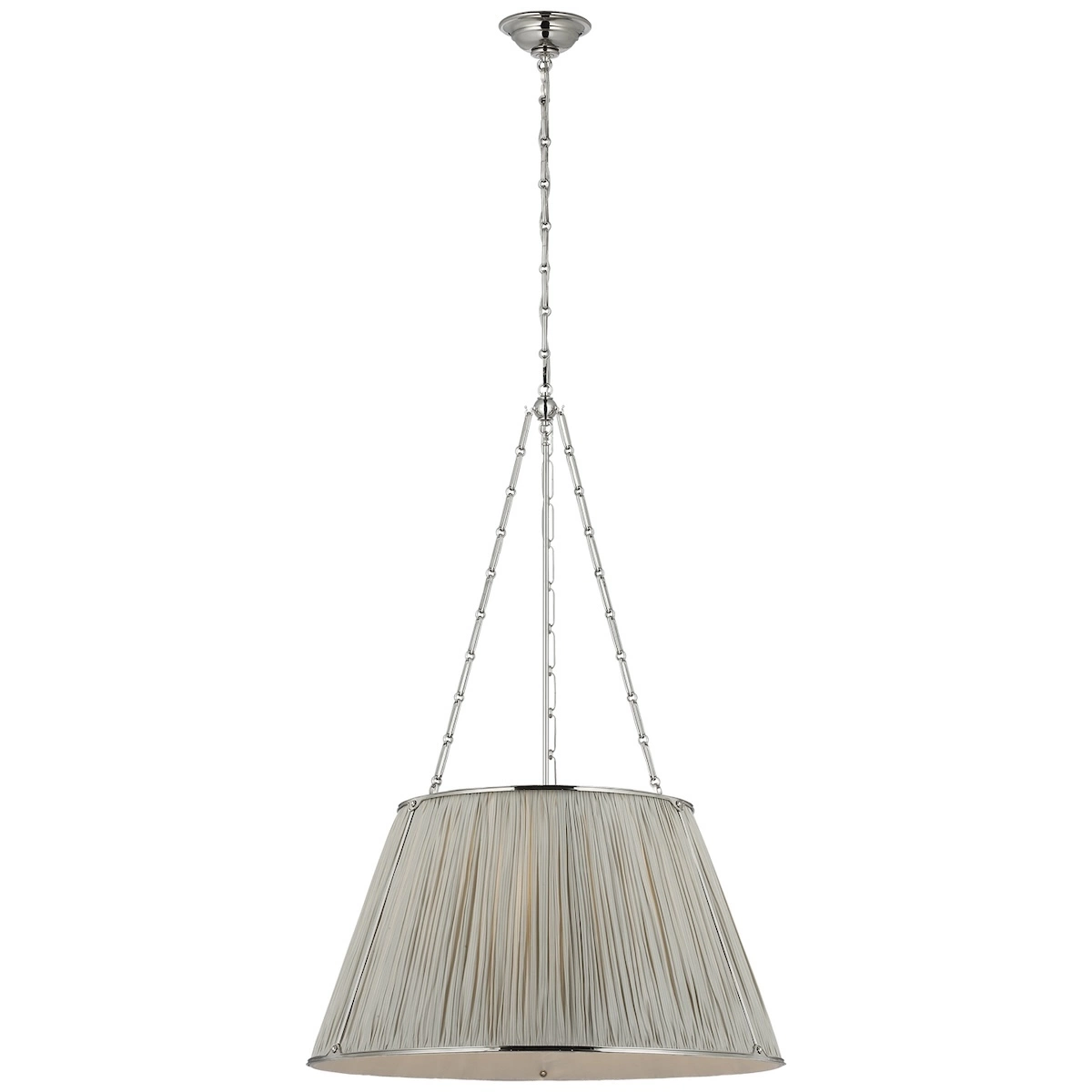 Allister Hanging Shade, Nickel_ CHAREE SILK STRIPE, LIGHT BLUE
