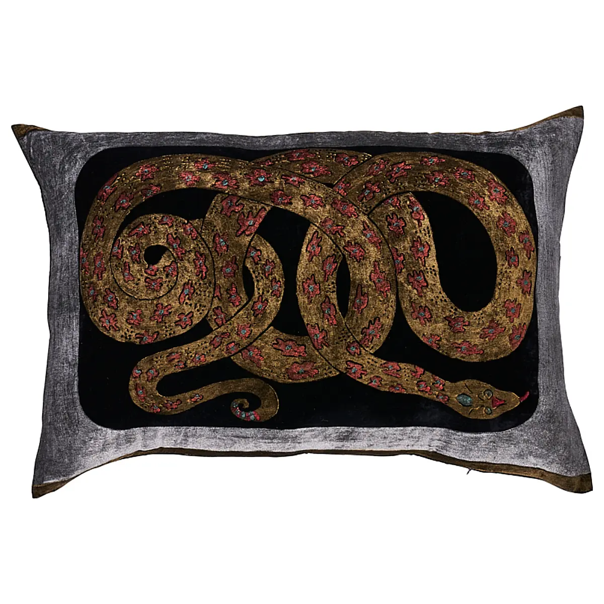 Gilded Serpiente Velvet Pillow_ BLACK