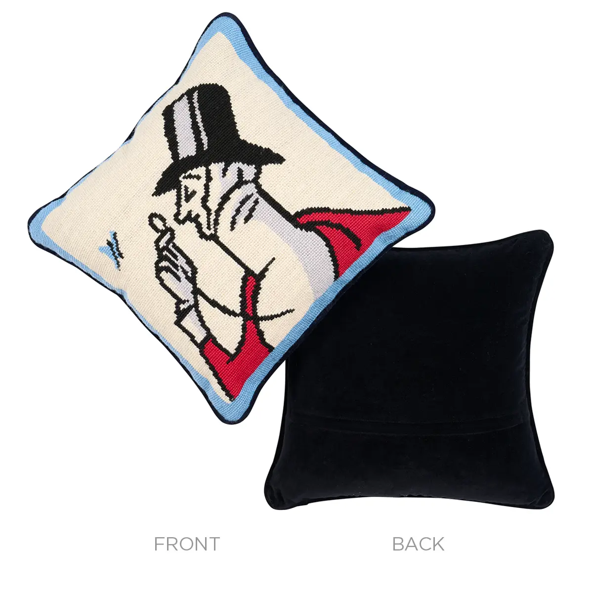 Eustace Needlepoint Pillow_ BLUE