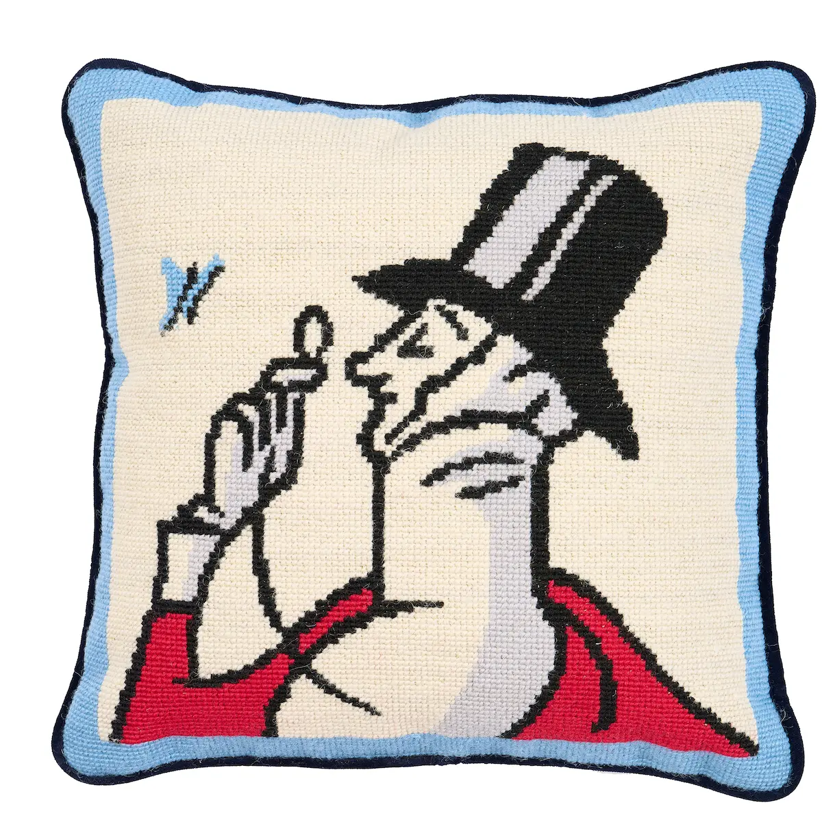 Eustace Needlepoint Pillow_ BLUE