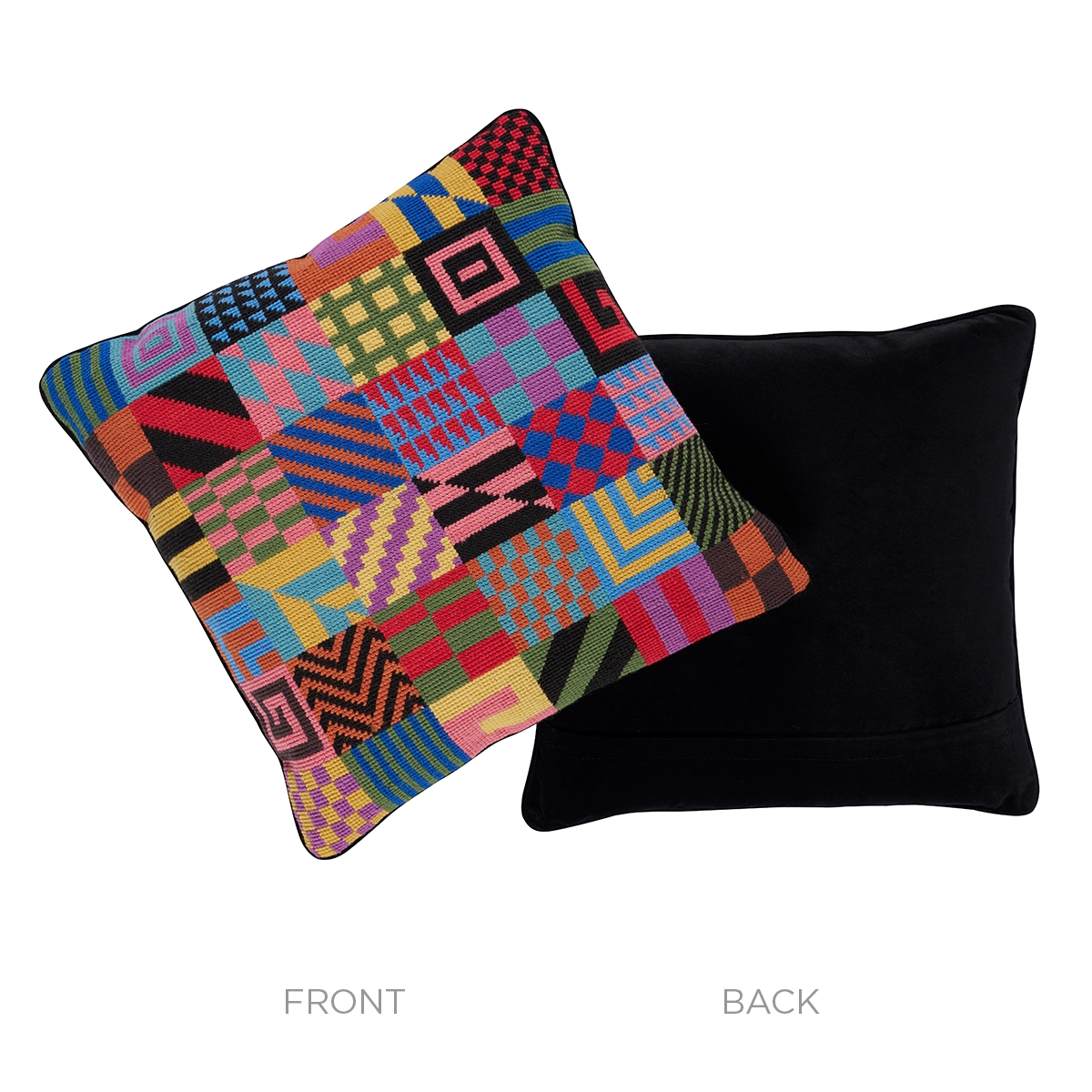Graphic Blocks Needlepoint Pillow_ MULTI