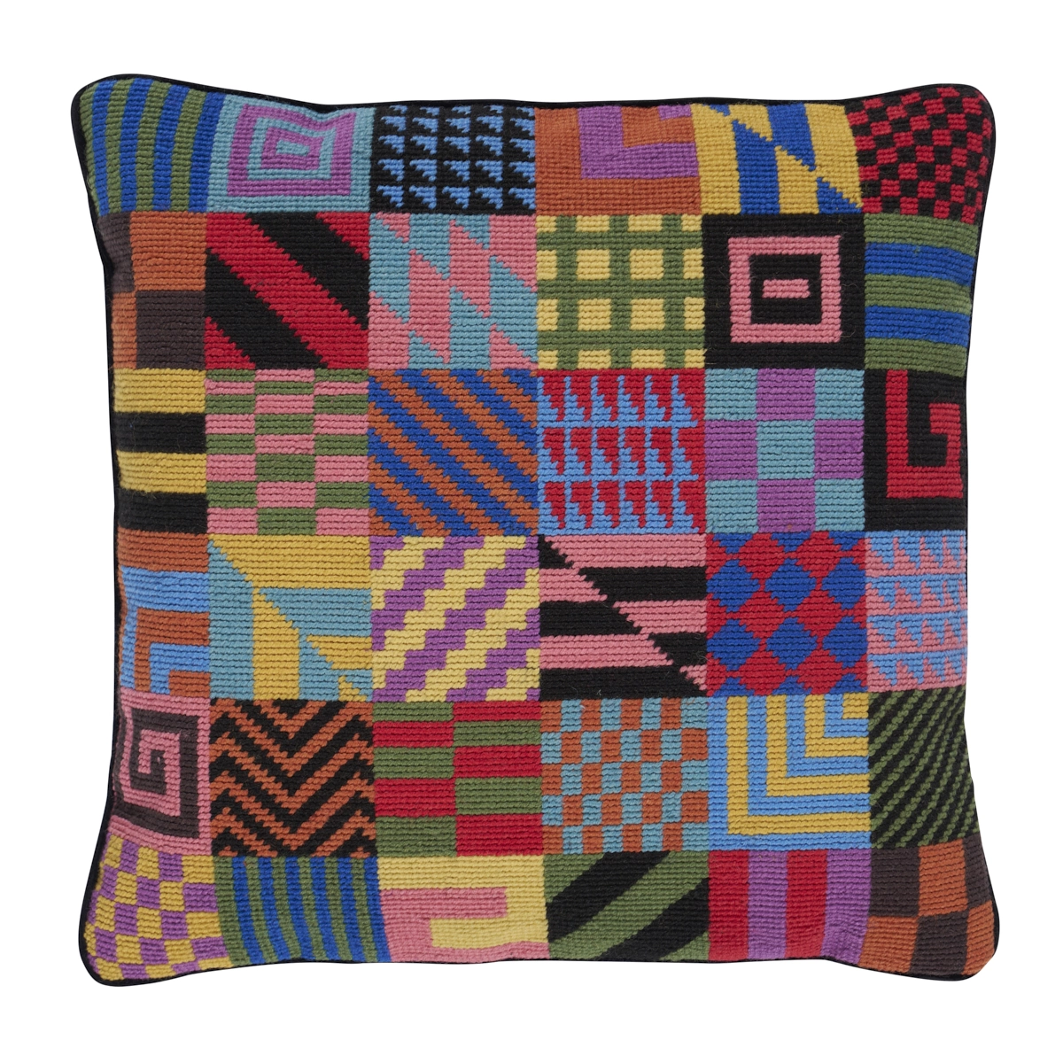 Graphic Blocks Needlepoint Pillow_ MULTI