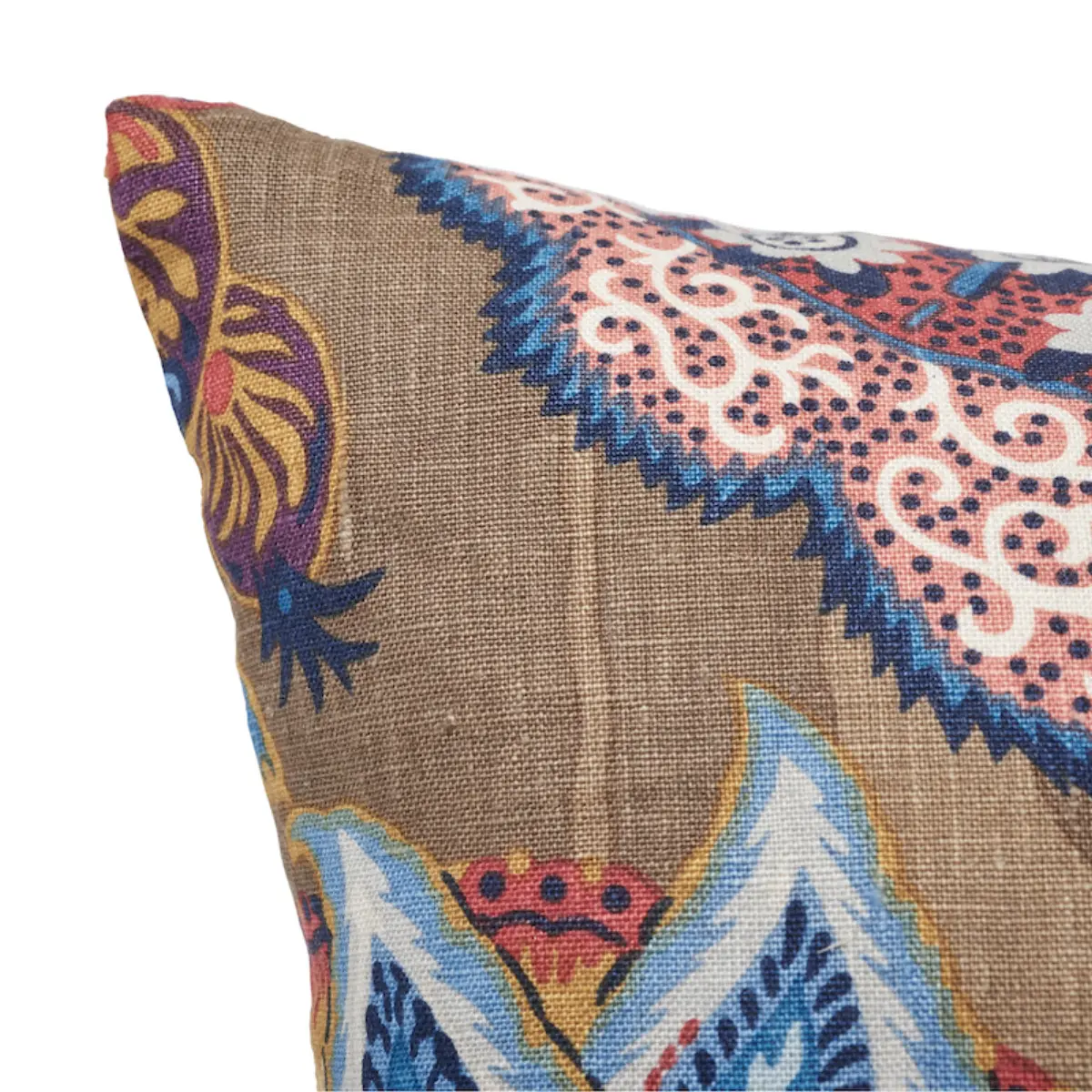 Zanzibar Linen Print Pillow_ CERULEAN
