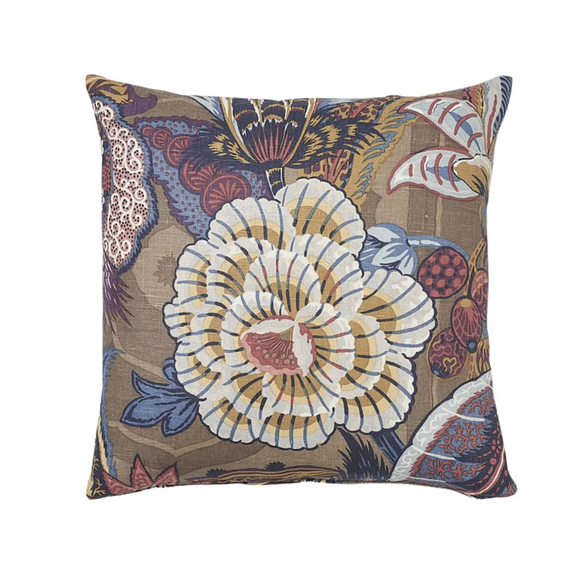 Zanzibar Linen Print Pillow_ CERULEAN