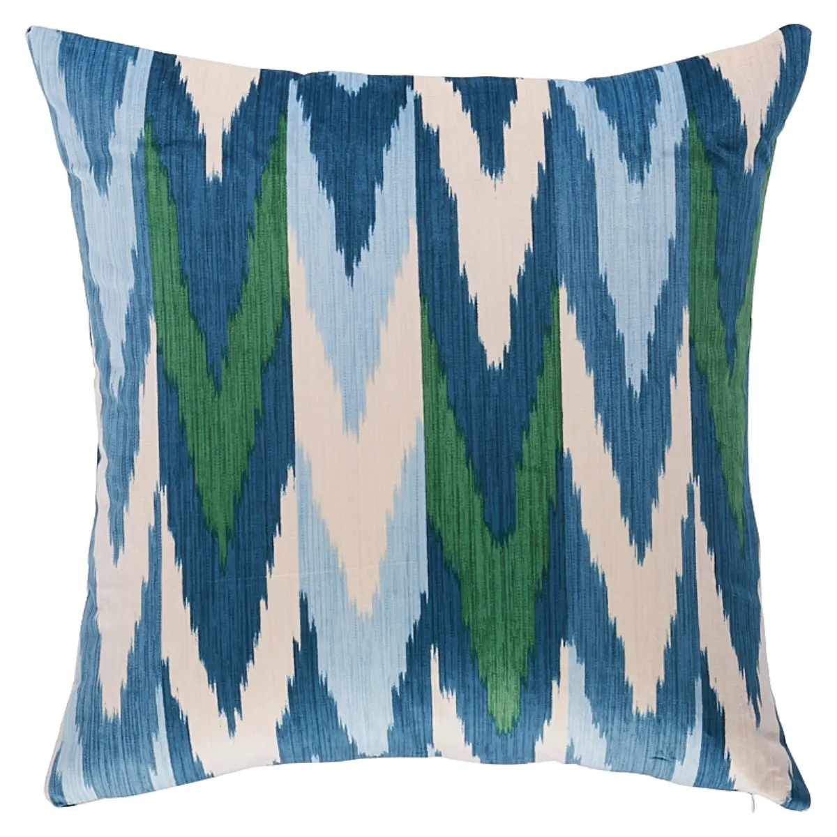 Kashgar Velvet Ikat Pillow_ PEACOCK & EMERALD