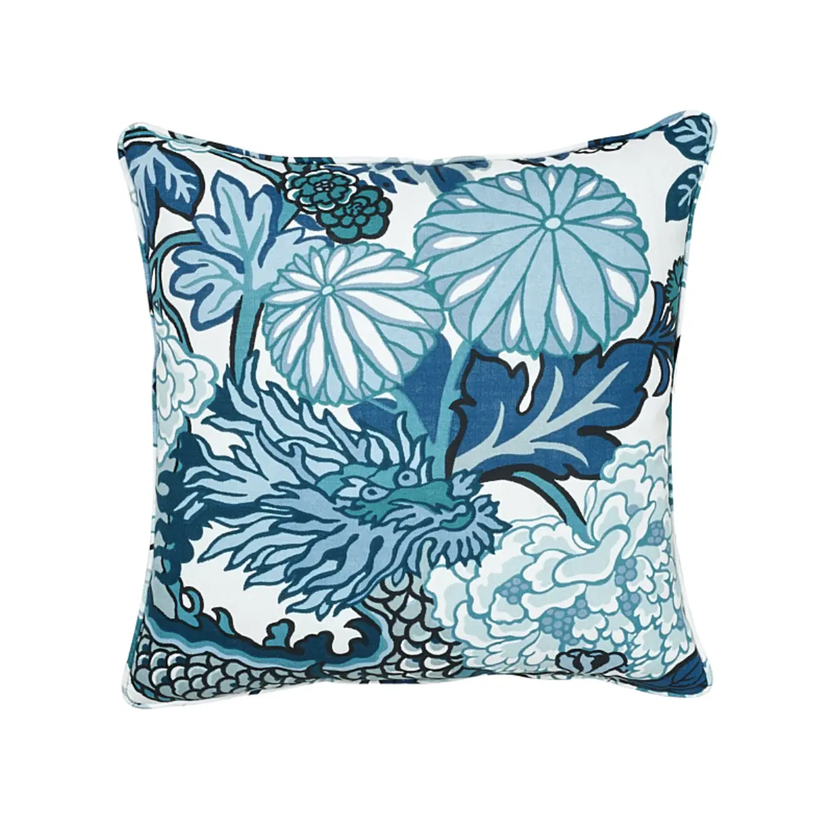 Chiang Mai Dragon I/O Pillow_ CHINA BLUE