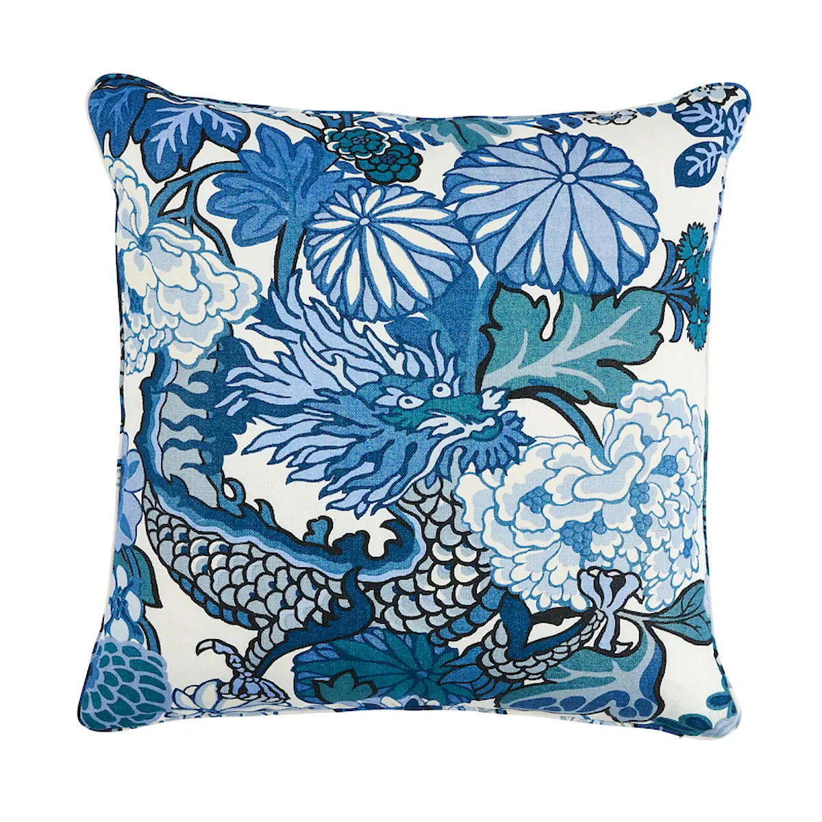 Chiang Mai Dragon I/O Pillow_ CHINA BLUE