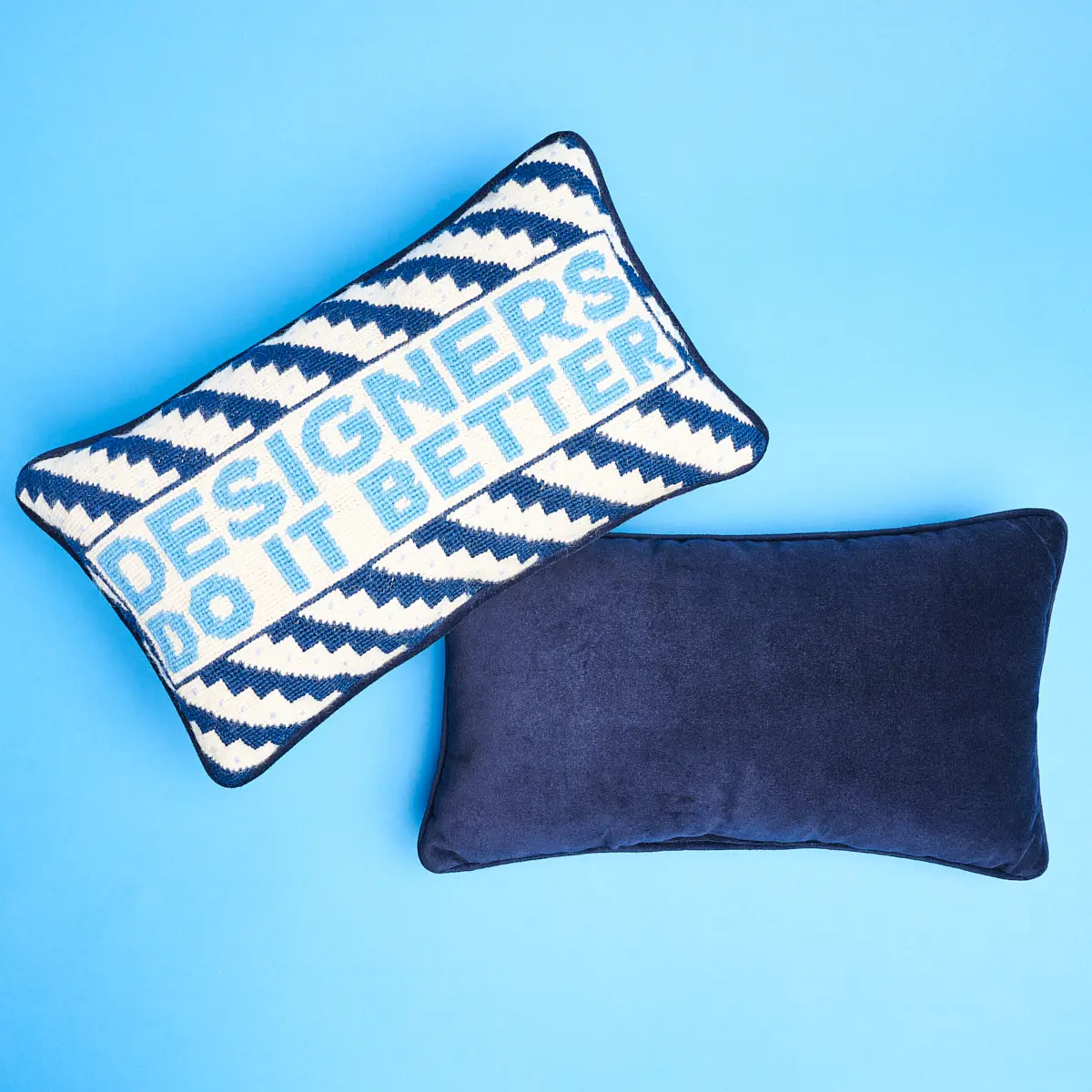 Designers Rock Needlepoint Pillow_ BLUE
