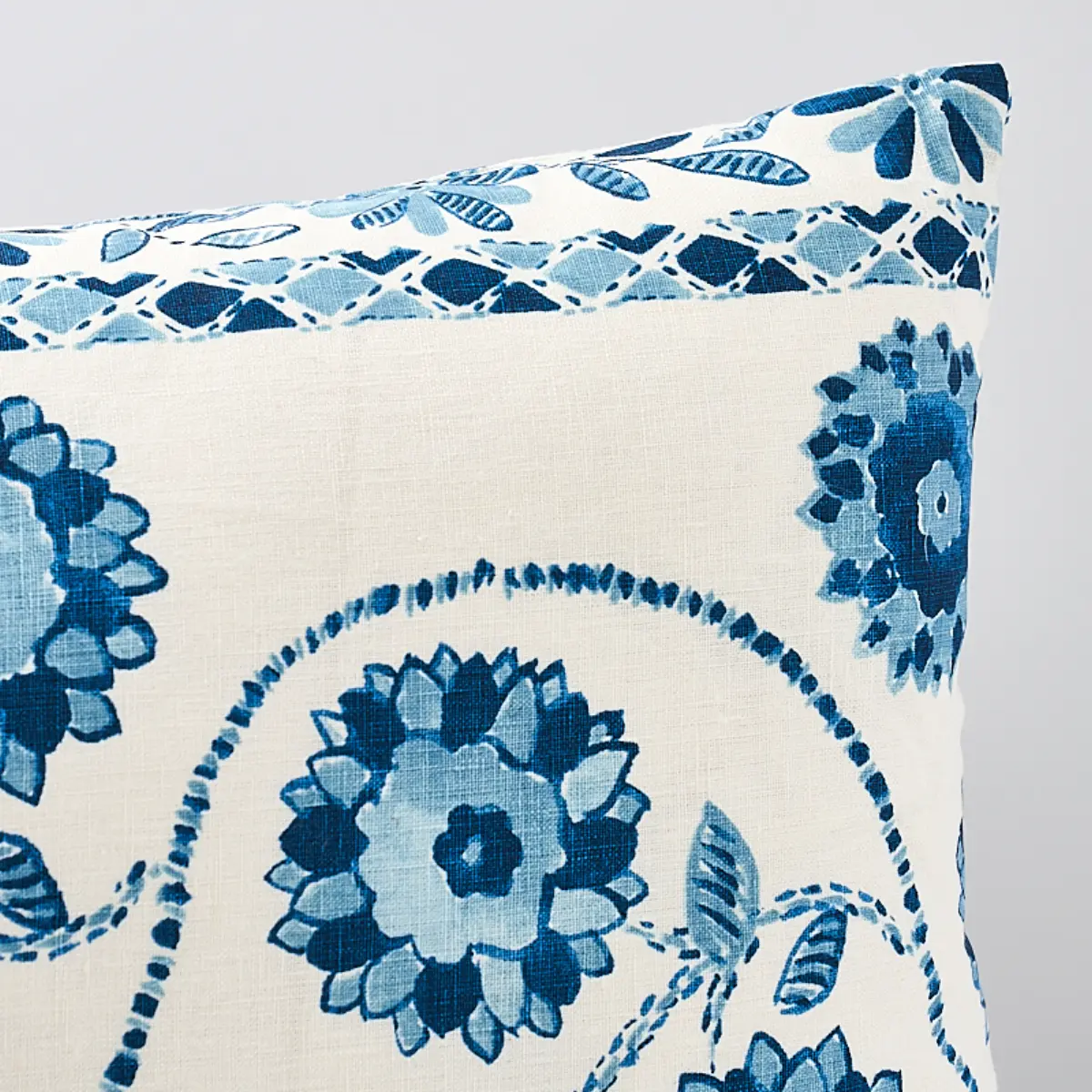 Zinnia Handmade Print Pillow_ BLUE