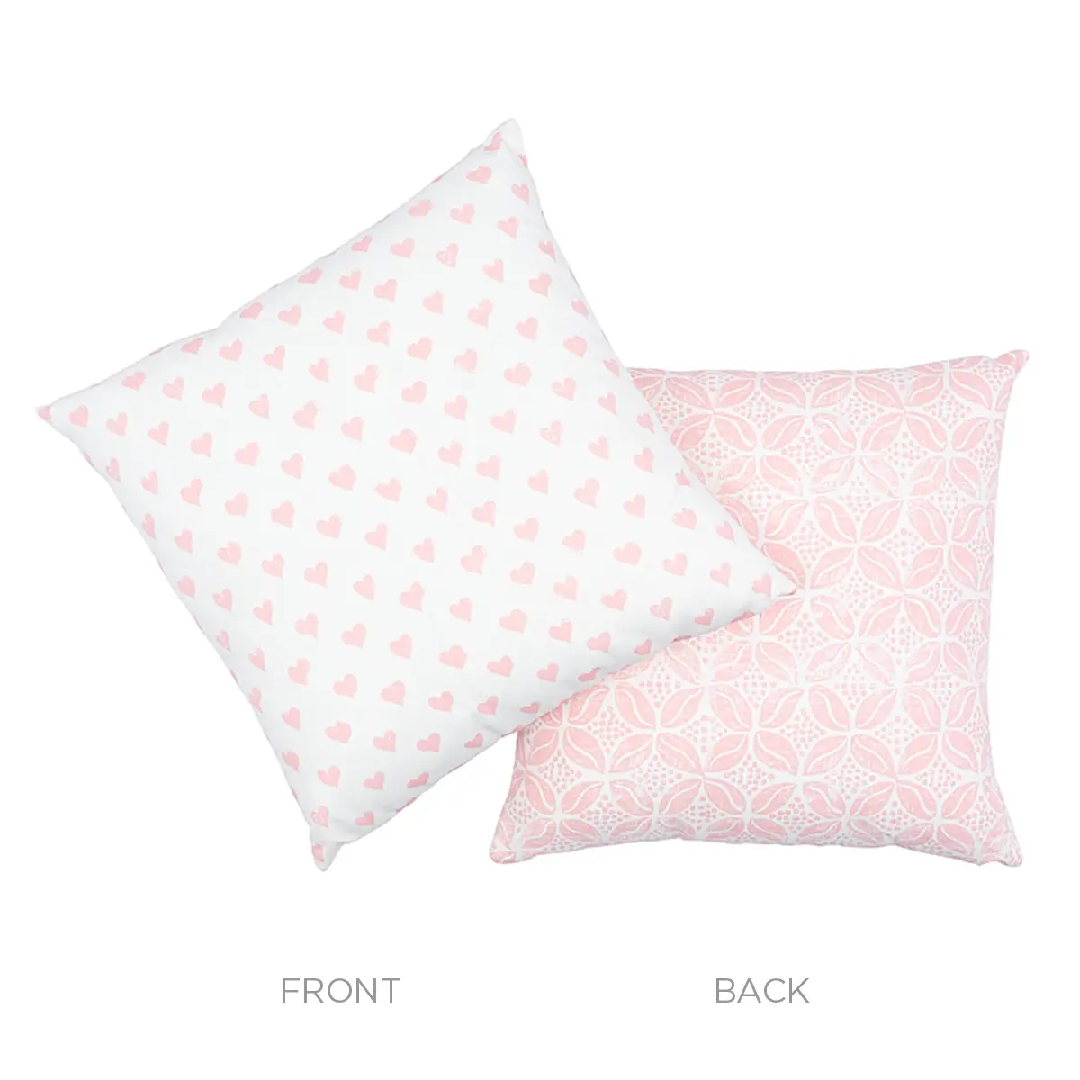 Hearts + Coffee Bean Pillow_ PINK
