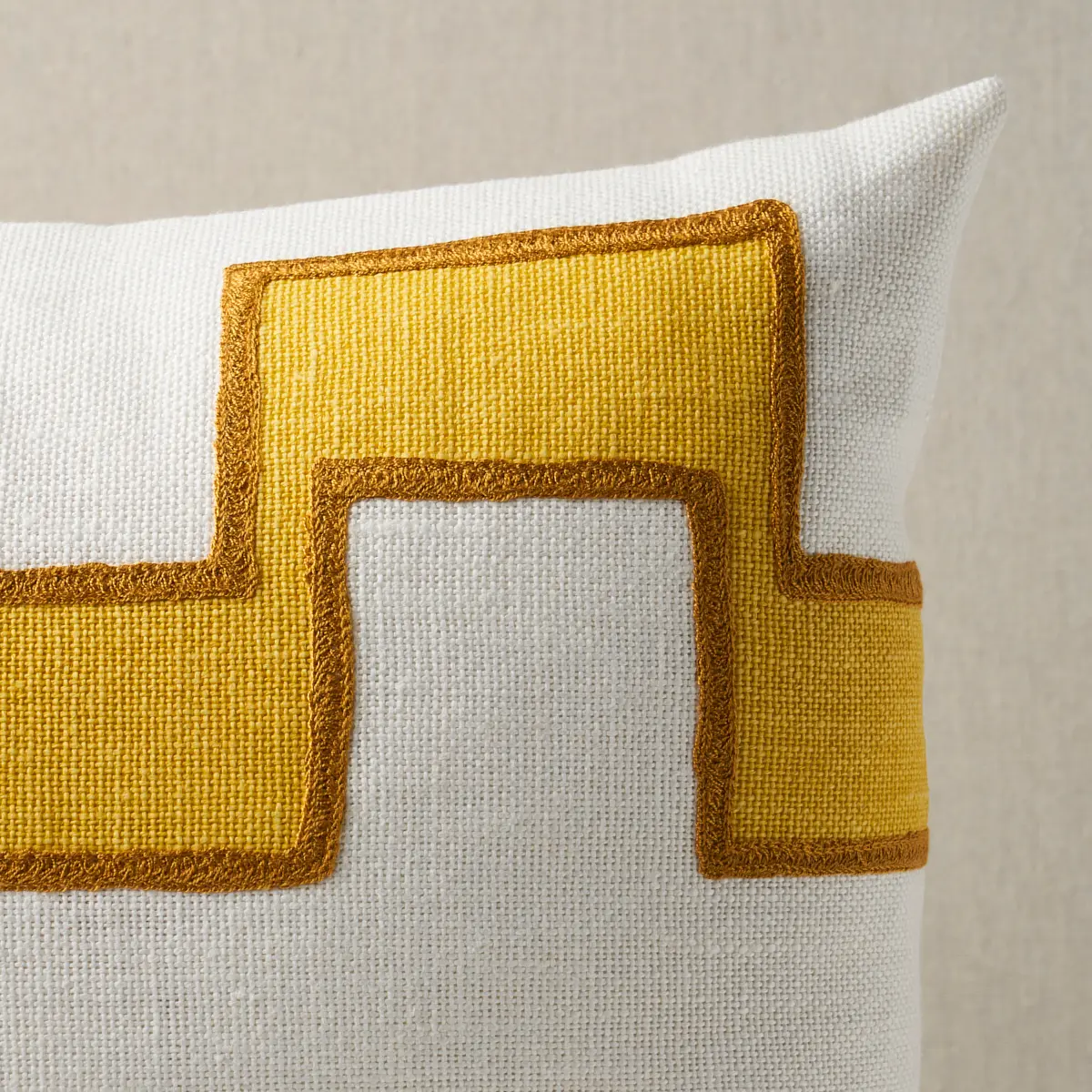 Dixon Embroidered Print Pillow_ YELLOW
