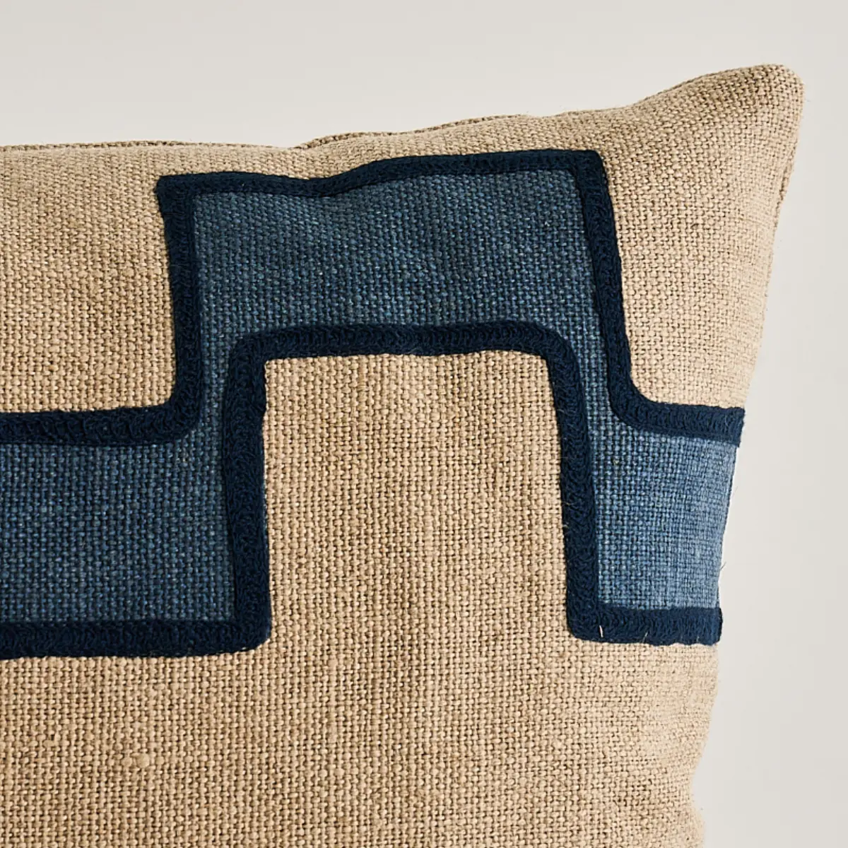 Dixon Embroidered Print Pillow_ BLUE