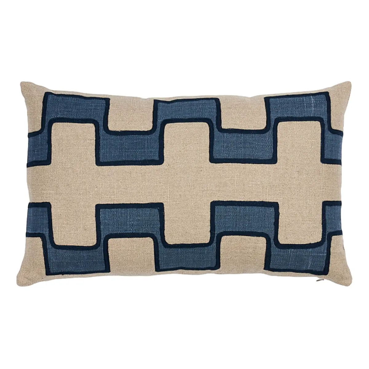 Dixon Embroidered Print Pillow_ BLUE
