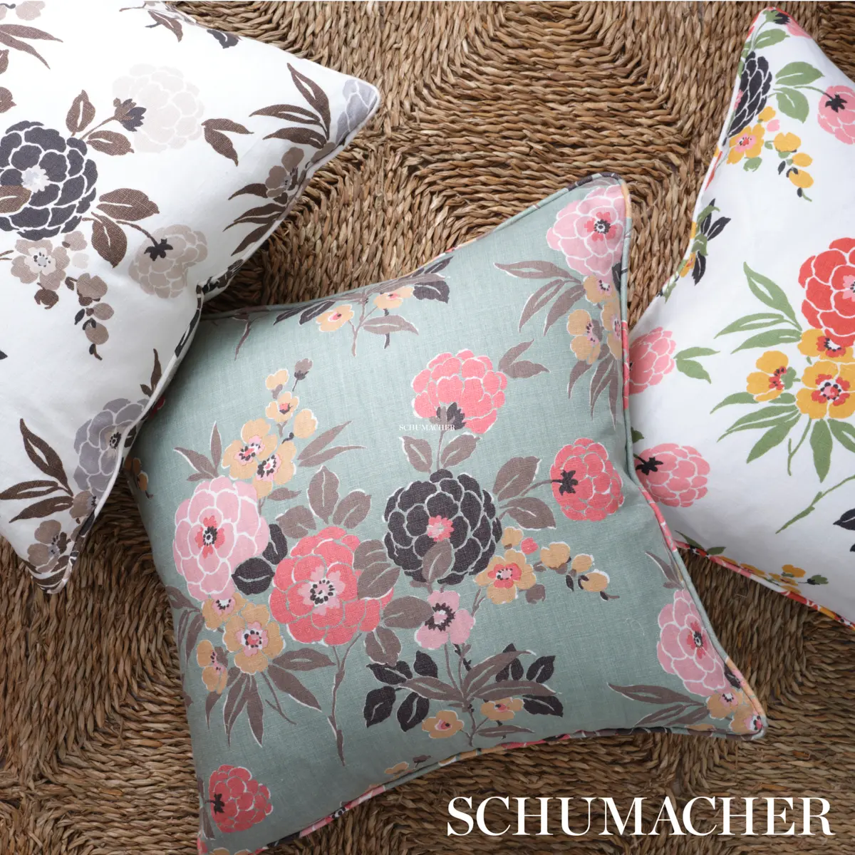 Valentina Floral Pillow_ BROWN