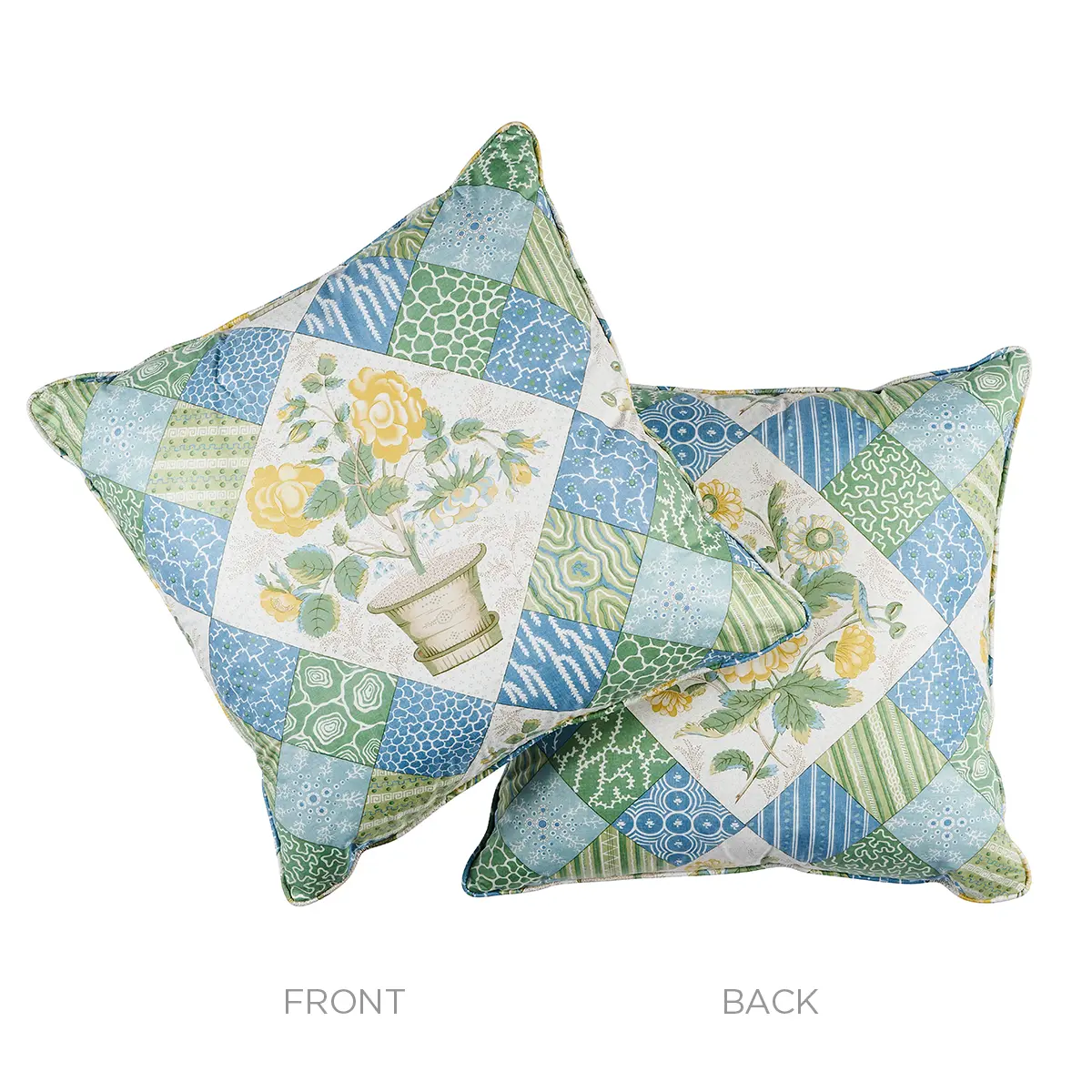 Caldwell Patchwork 20" Pillow_ YELLOW & CORNFLOWER
