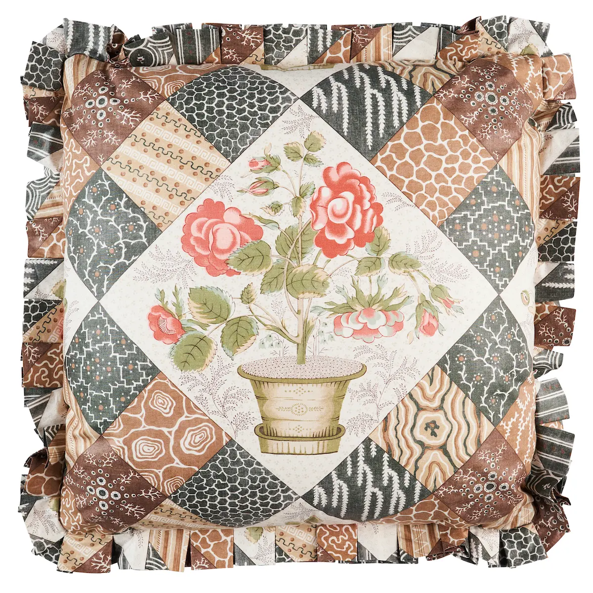 Caldwell Patchwork Chintz Pillow_ ROSE AND CHOCOLATE