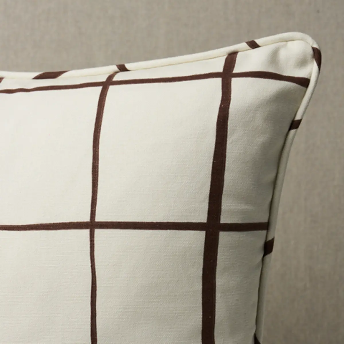 Painterly Windowpane Pillow_ BROWN