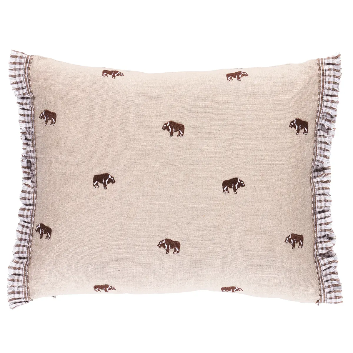 Buffalo Embroidery Pillow_ NATURAL
