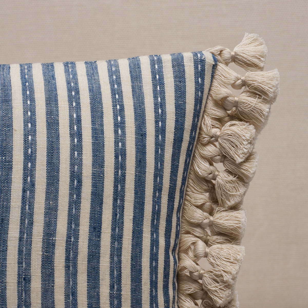Mathis Ticking Stripe Pillow_ INDIGO