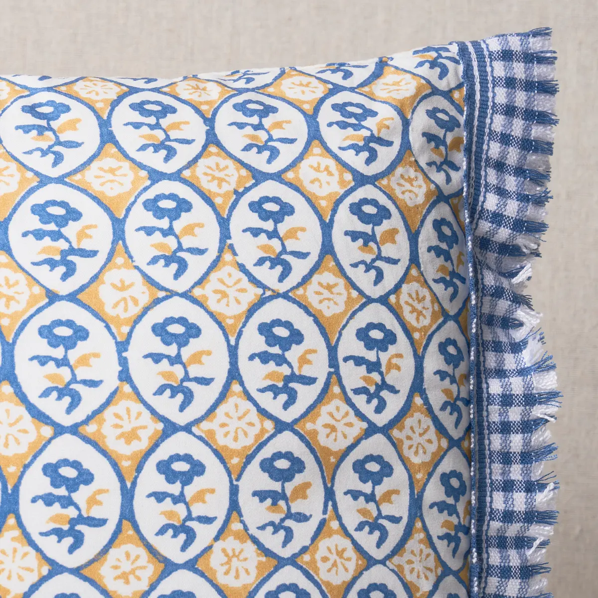 Josiane Floral Pillow_ YELLOW & BLUE