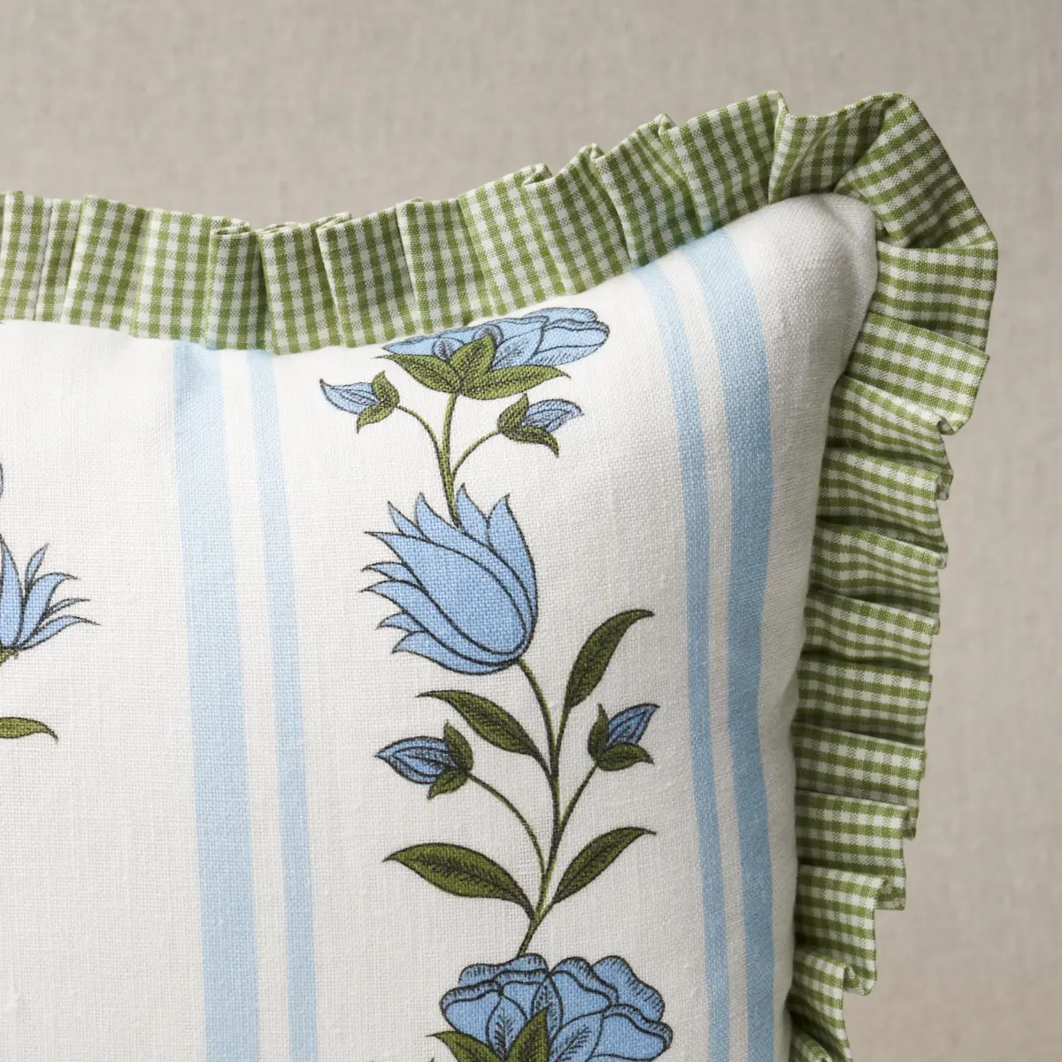 Royal Poppy Stripe Pillow_ SKY
