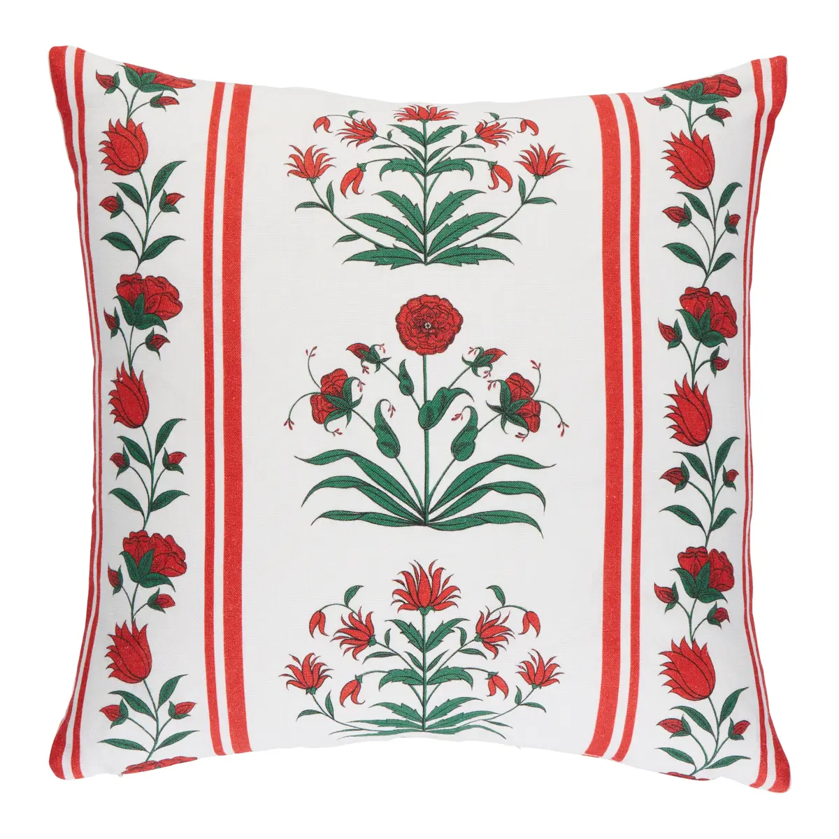 Royal Poppy Stripe Pillow_ RED